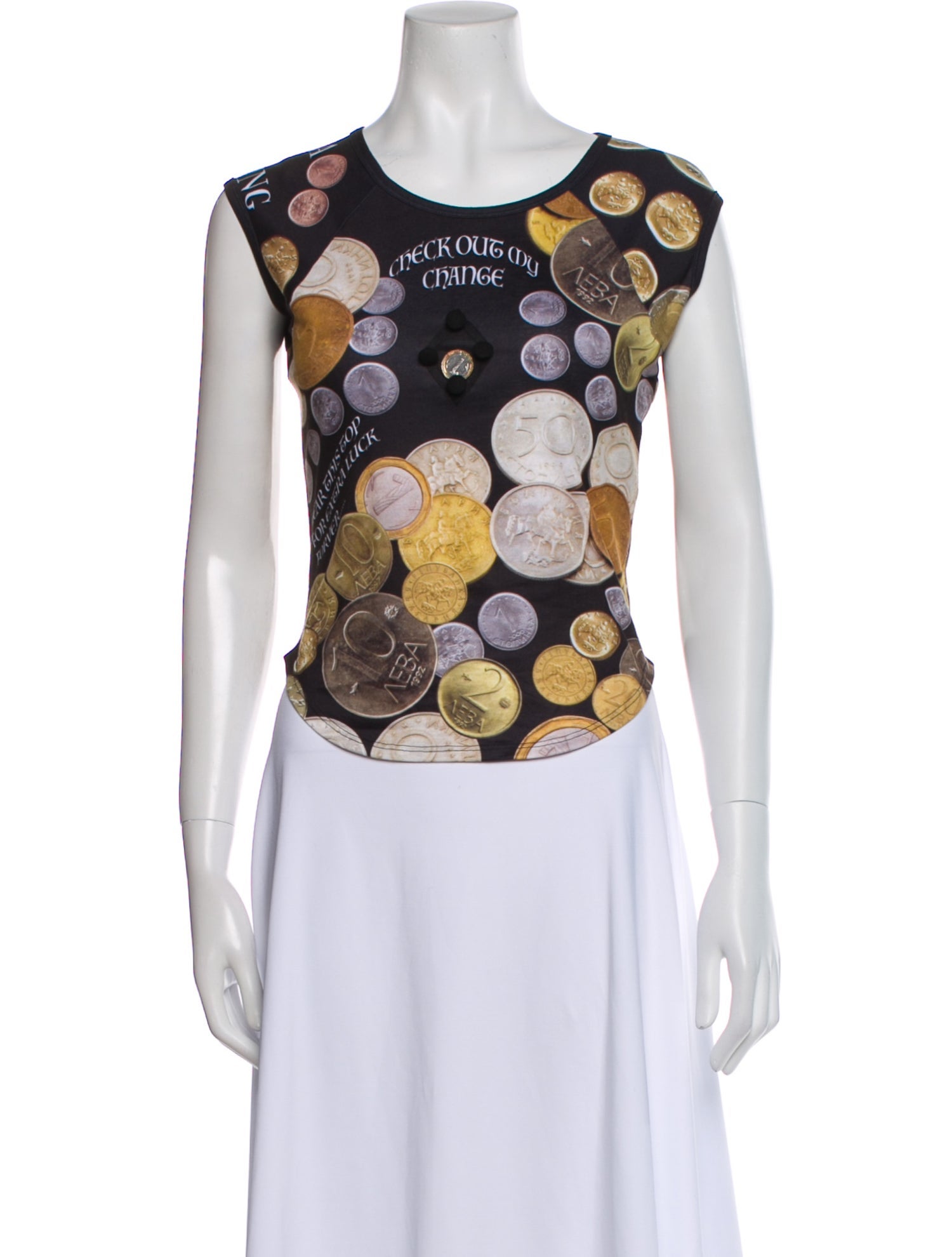 Chopova Lowena Printed Scoop Neck Crop Top