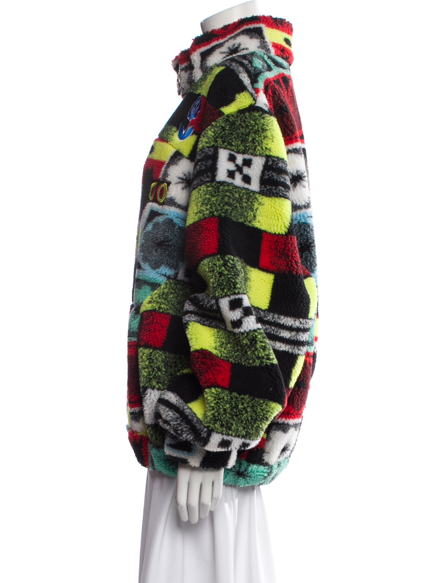 Chopova Lowena Fleece Printed Faux Fur Jacket