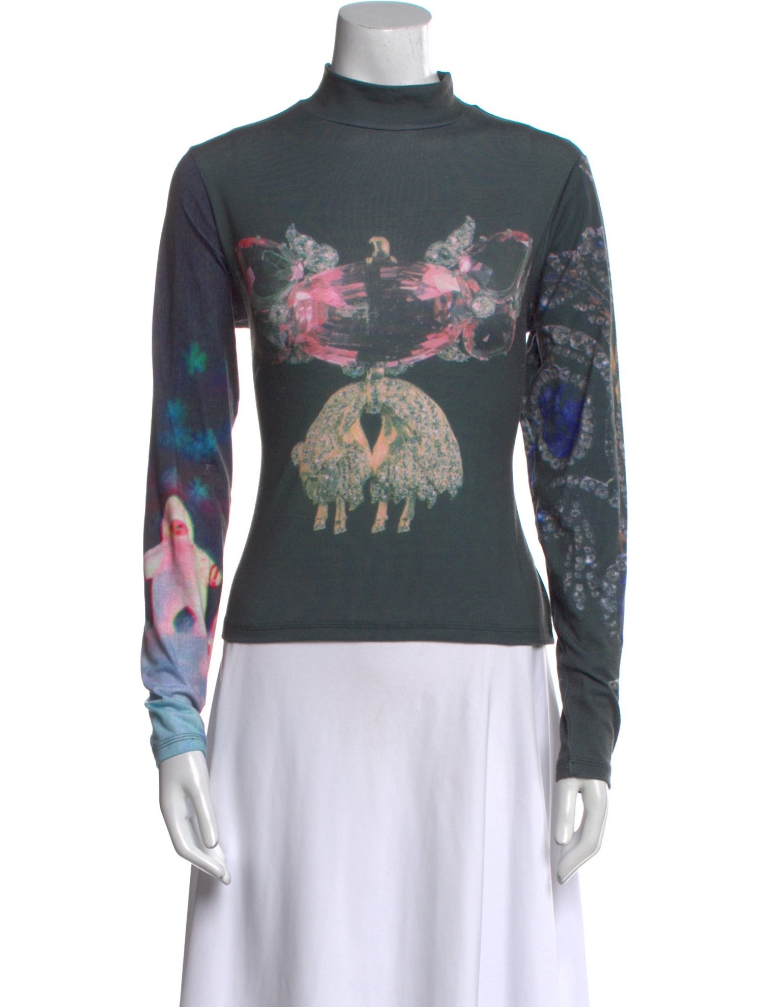 Chopova Lowena Graphic Print Mock Neck Sweatshirt