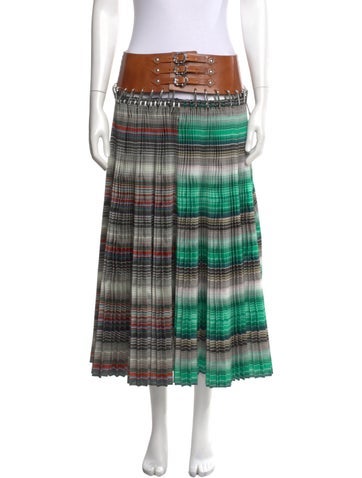 Pre-owned Chopova Lowena Plaid Print Midi Length Skirt In Green