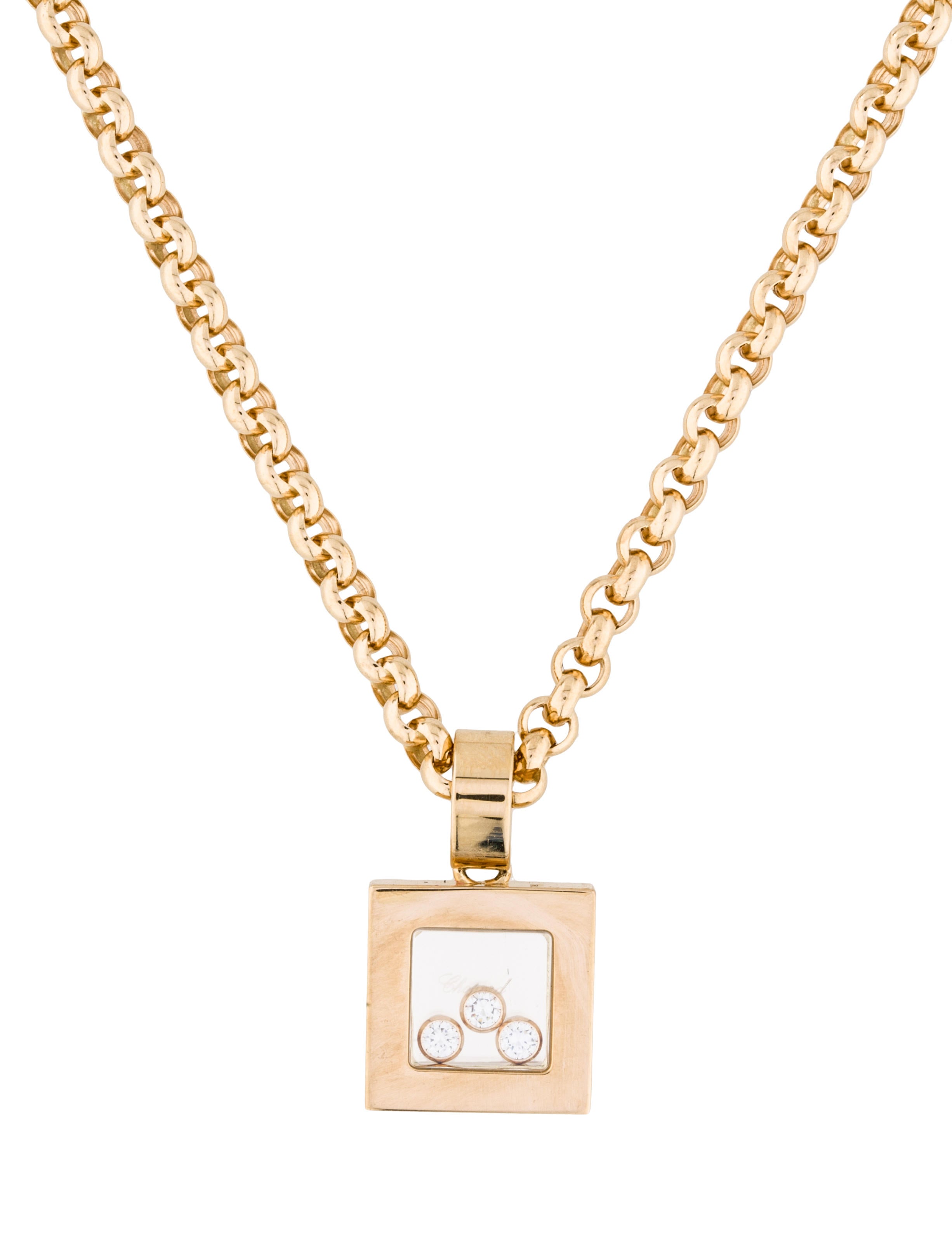 Chopard Happy Curves Icons Diamond Square Pendant Necklace Necklaces