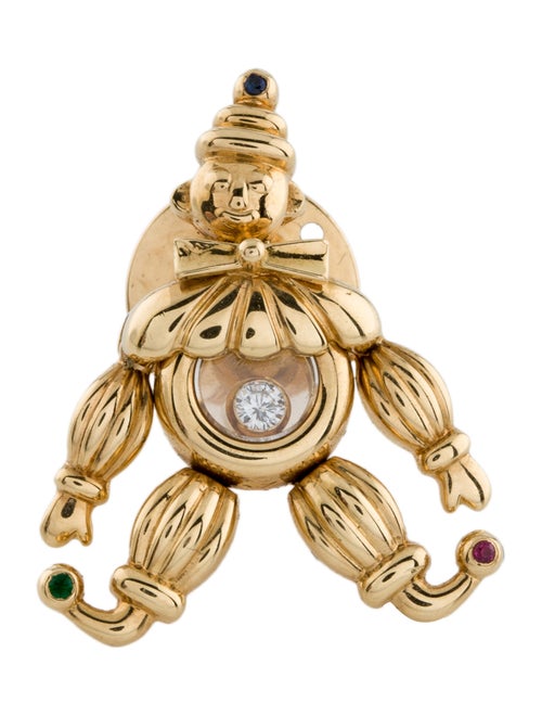 Chopard 18K Diamond & Multistone Happy Clown Pin Y