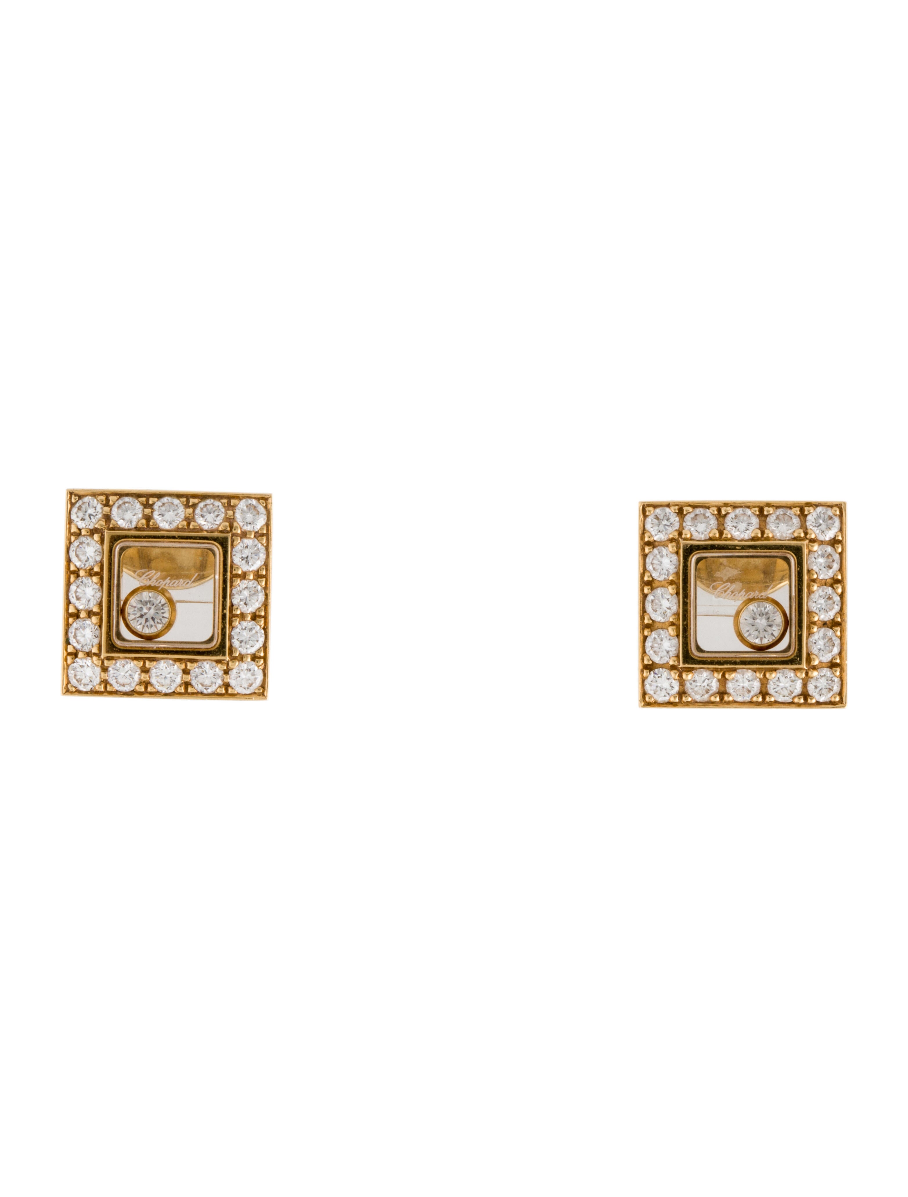Chopard 18K Happy Diamond Stud Earrings - 18K Yellow Gold
