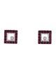 Chopard 18K Ruby & Diamond Square Happy Icon Stud Earrings