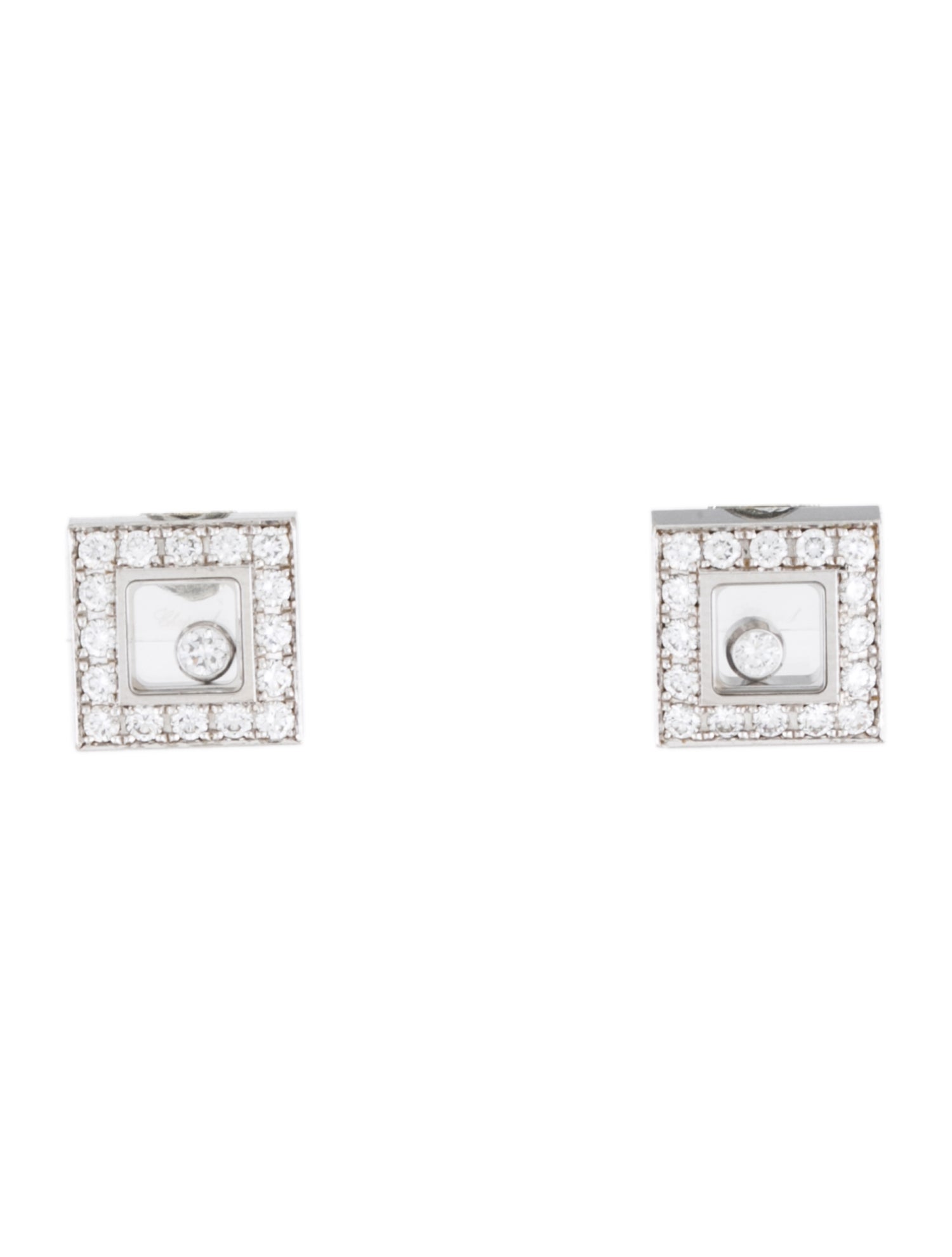 Chopard 18K Diamonds Happy Icons Square Stud Earrings