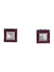 Chopard 18K Ruby & Diamond Square Happy Icon Stud Earrings