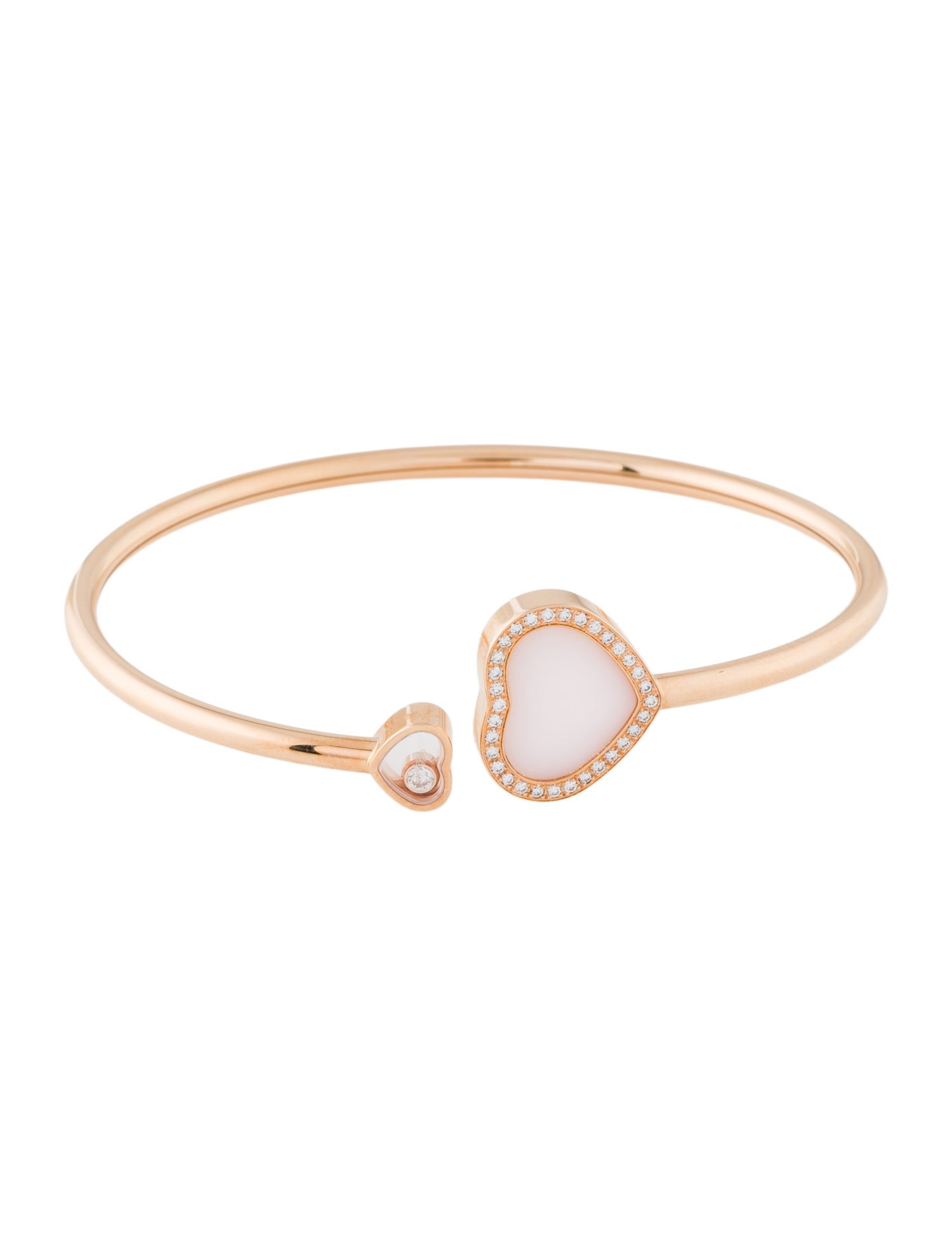 Chopard 18K Opal & Diamond Happy Hearts Cuff Bracelet