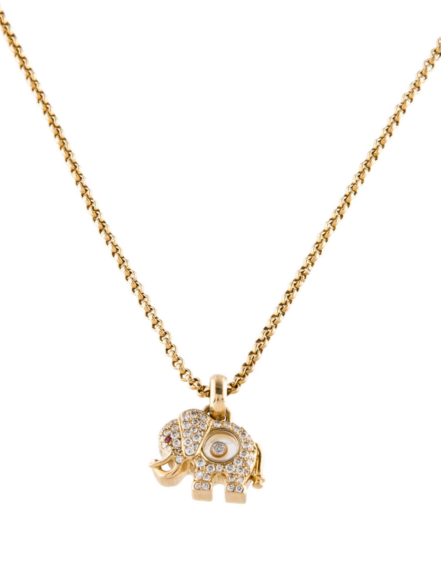 Chopard 18K Ruby & Diamond Happy Diamonds Elephant Pendant Necklace
