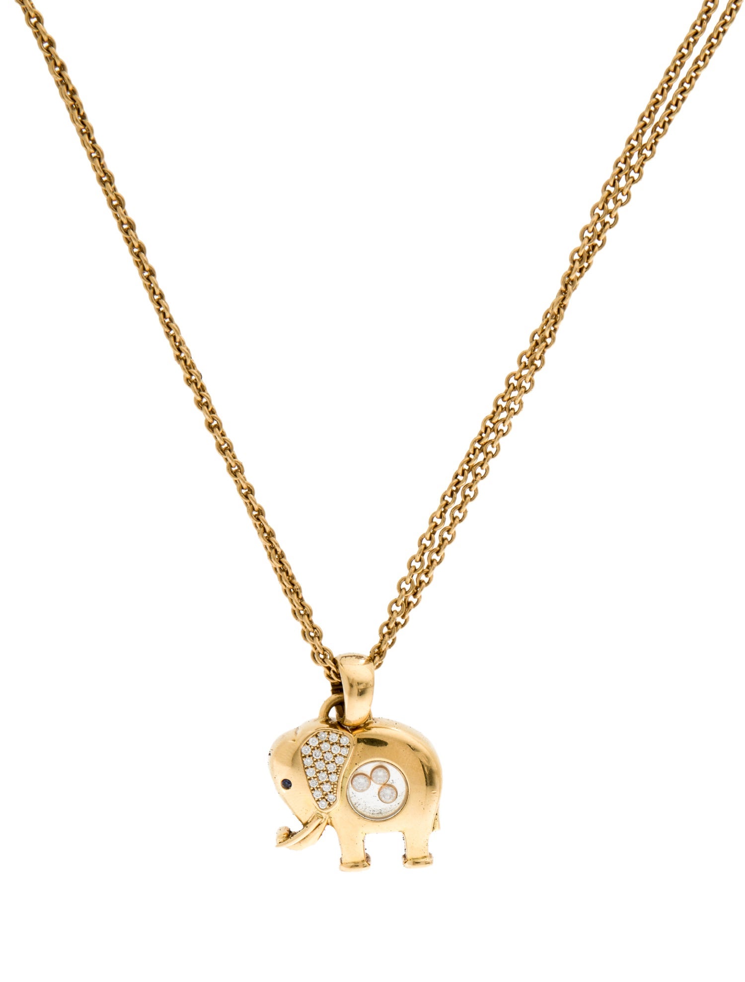 Chopard 18K Diamond & Sapphire Happy Elephant Pendant Necklace