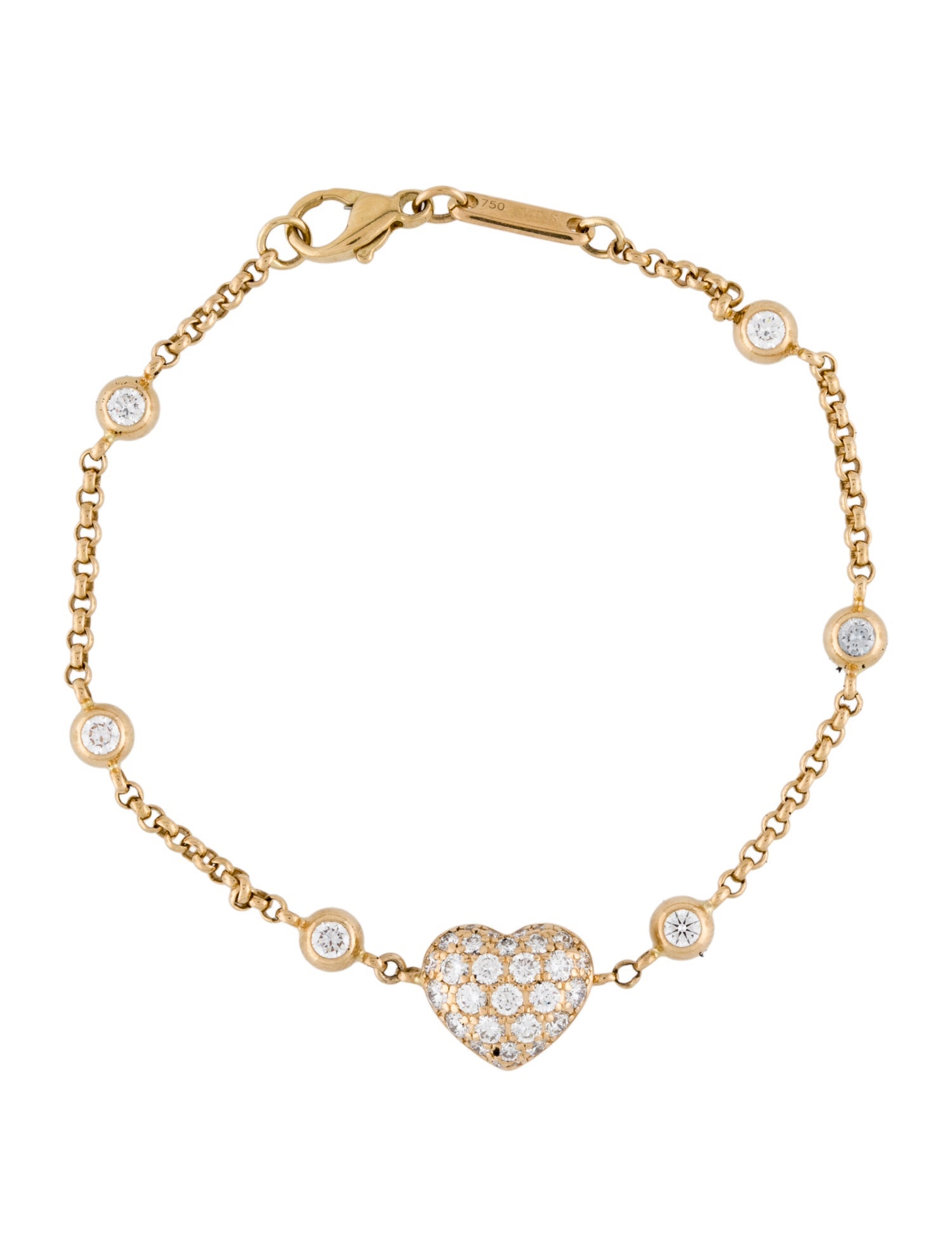 Chopard 18K 1.04ctw Diamond Happy Hearts Station Link Bracelet