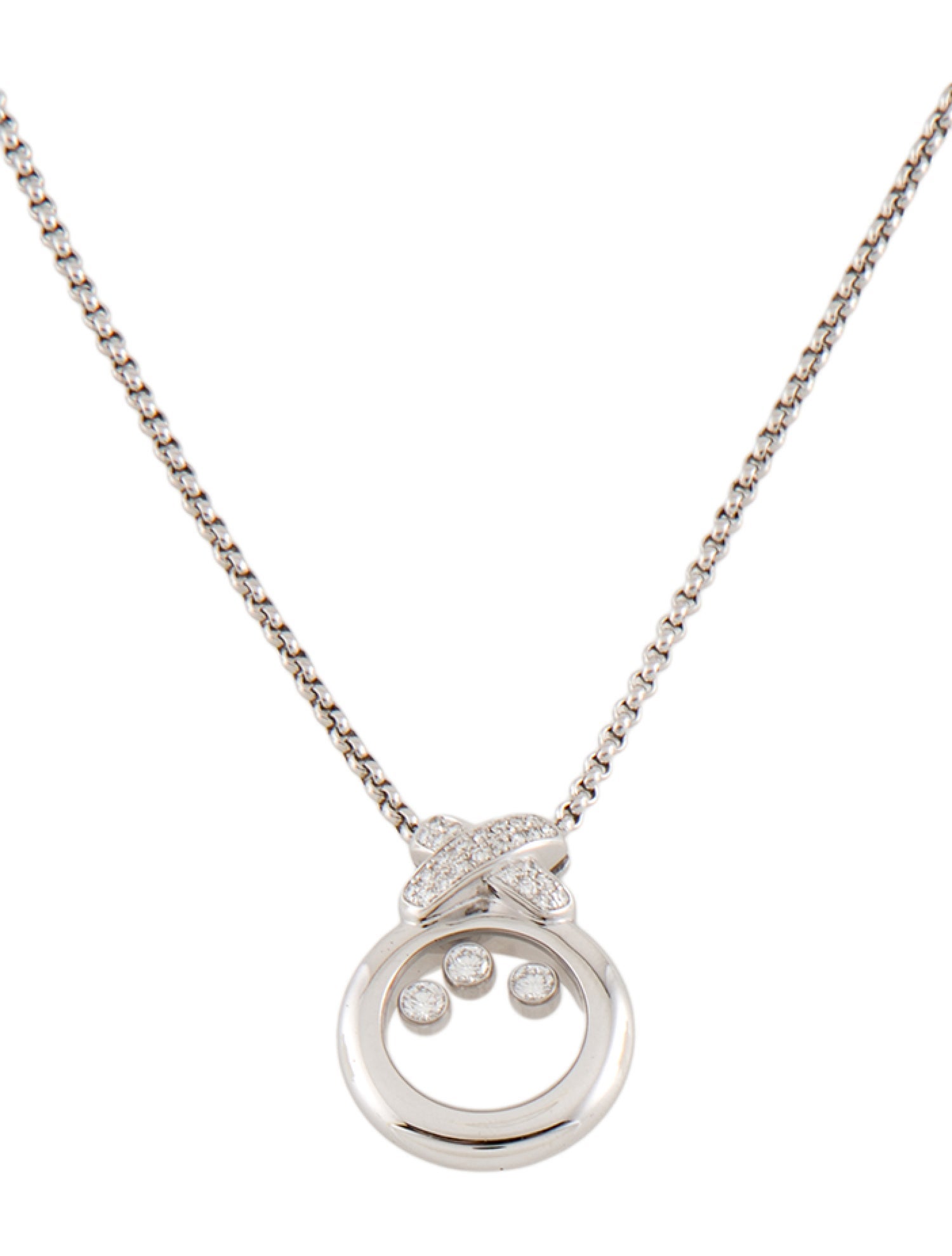 Chopard 18K Diamond Happy Diamonds X Pendant Necklace