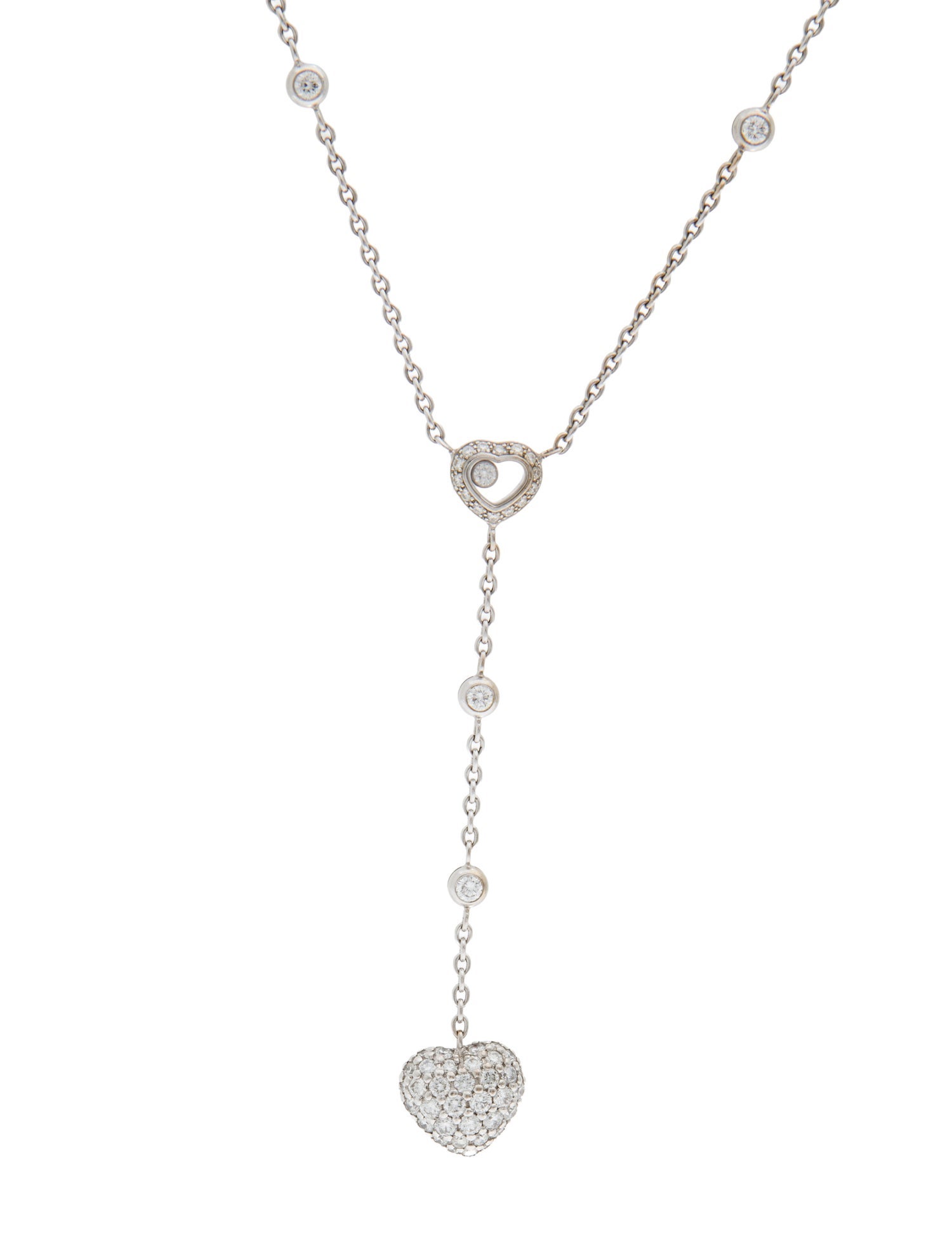 Chopard 18K 1.03ctw Diamond Dangling Heart Lariat Necklace