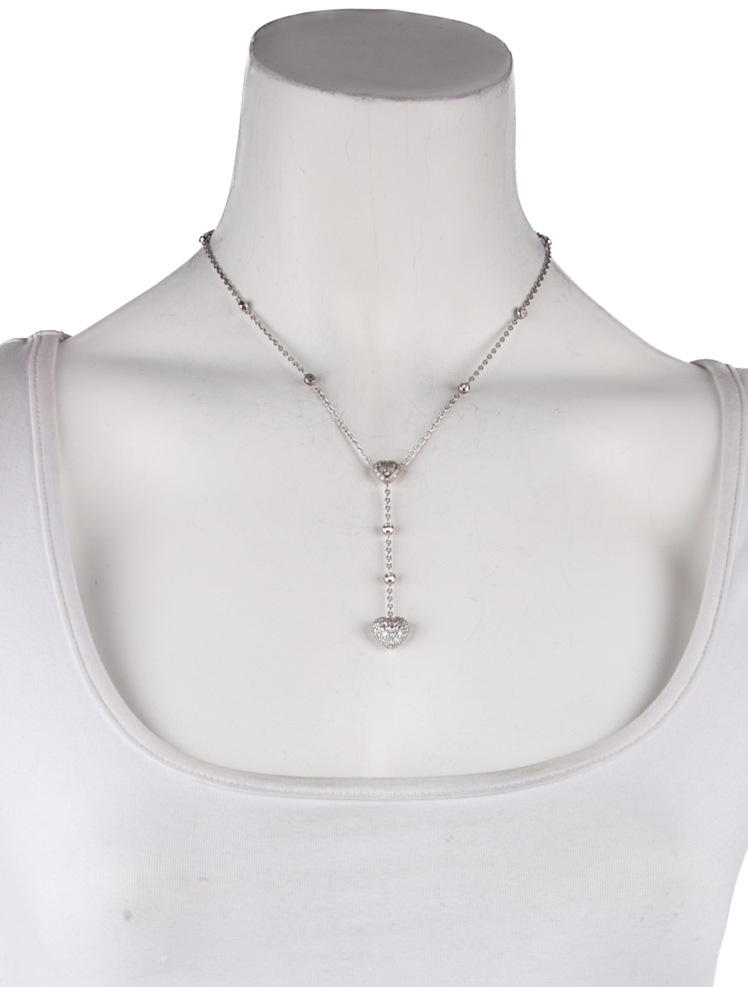 Chopard 18K 1.03ctw Diamond Dangling Heart Lariat Necklace