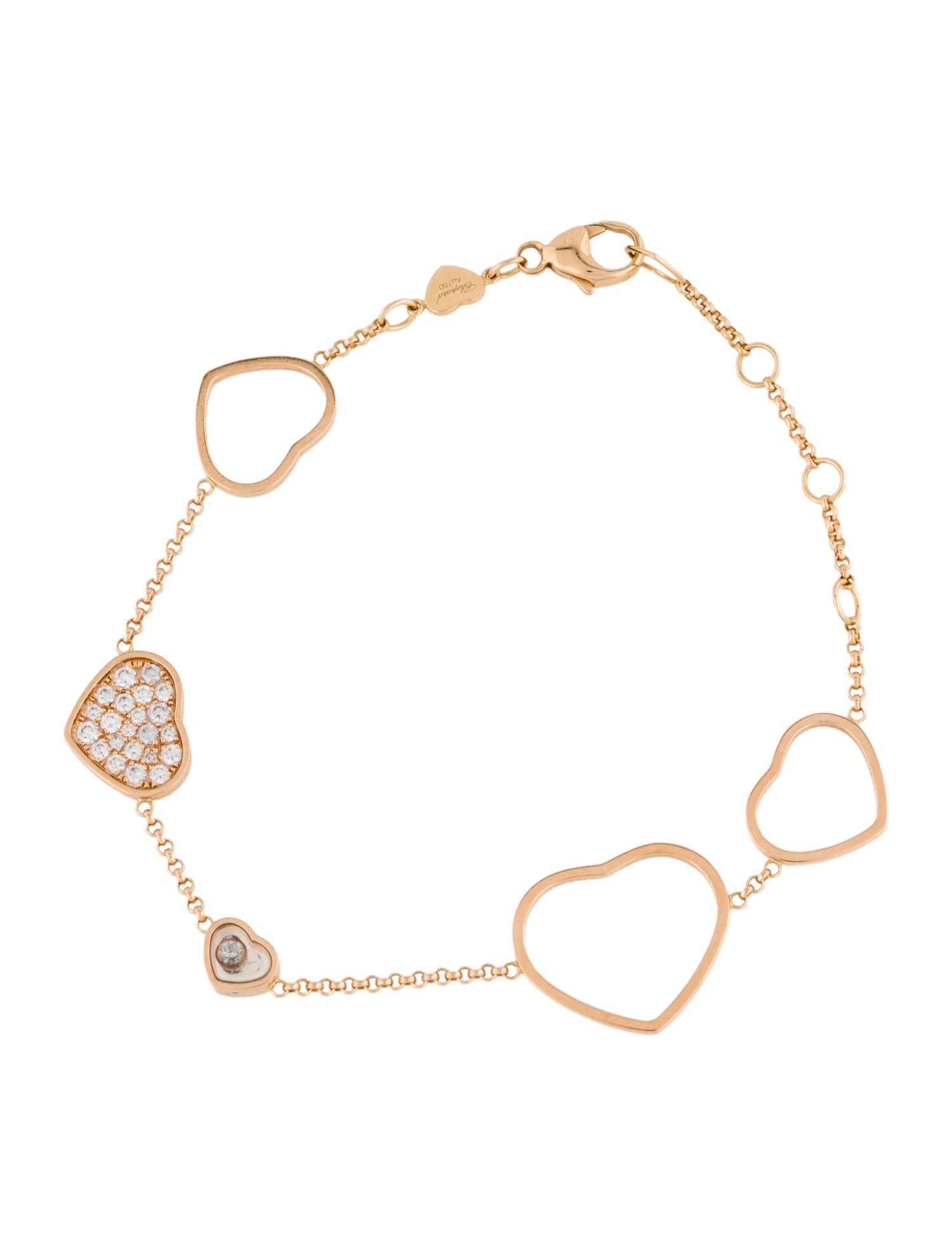 Chopard 18K Diamond Happy Hearts Station Bracelet