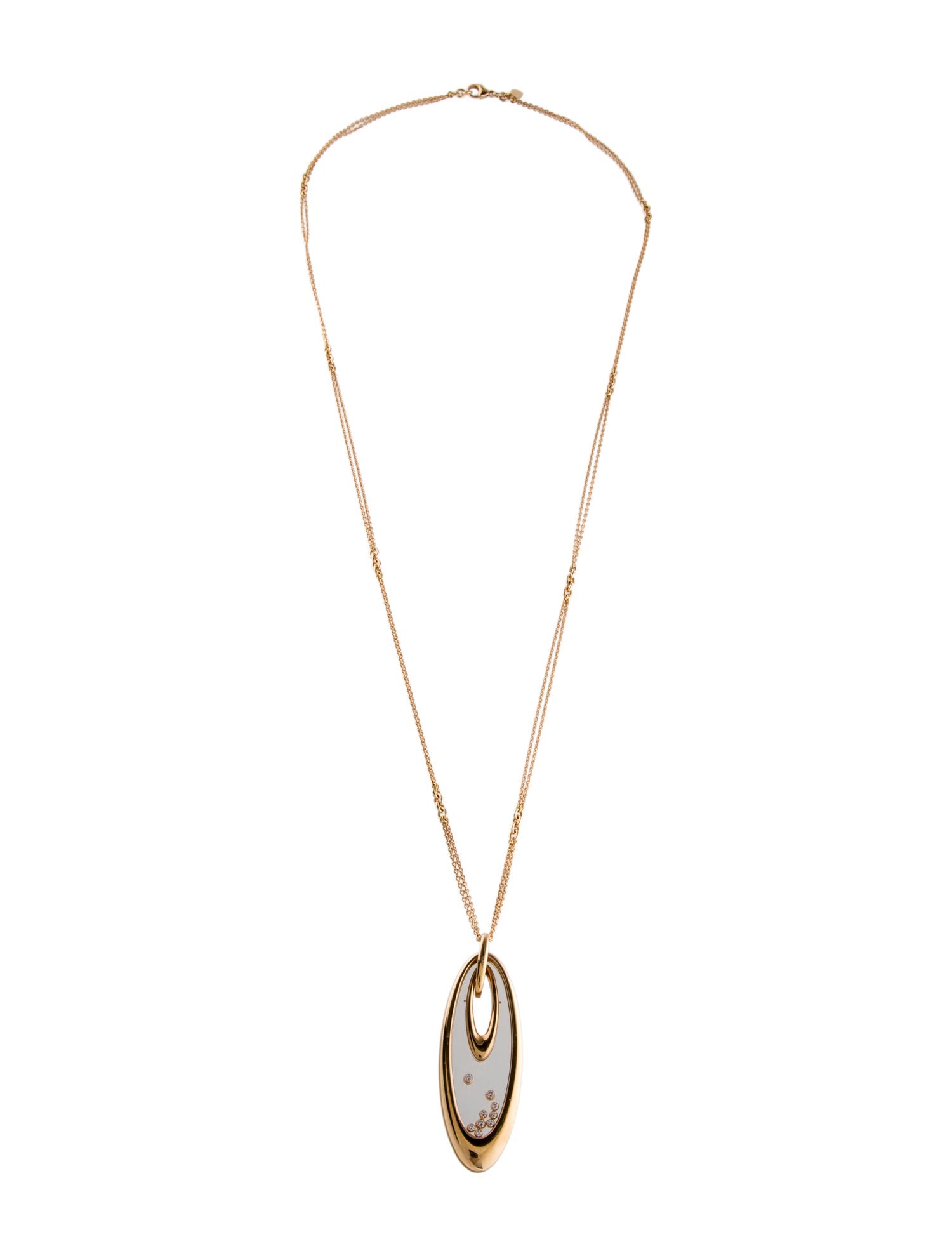 Chopard 18K Happy Diamonds Oval Long Pendant Necklace
