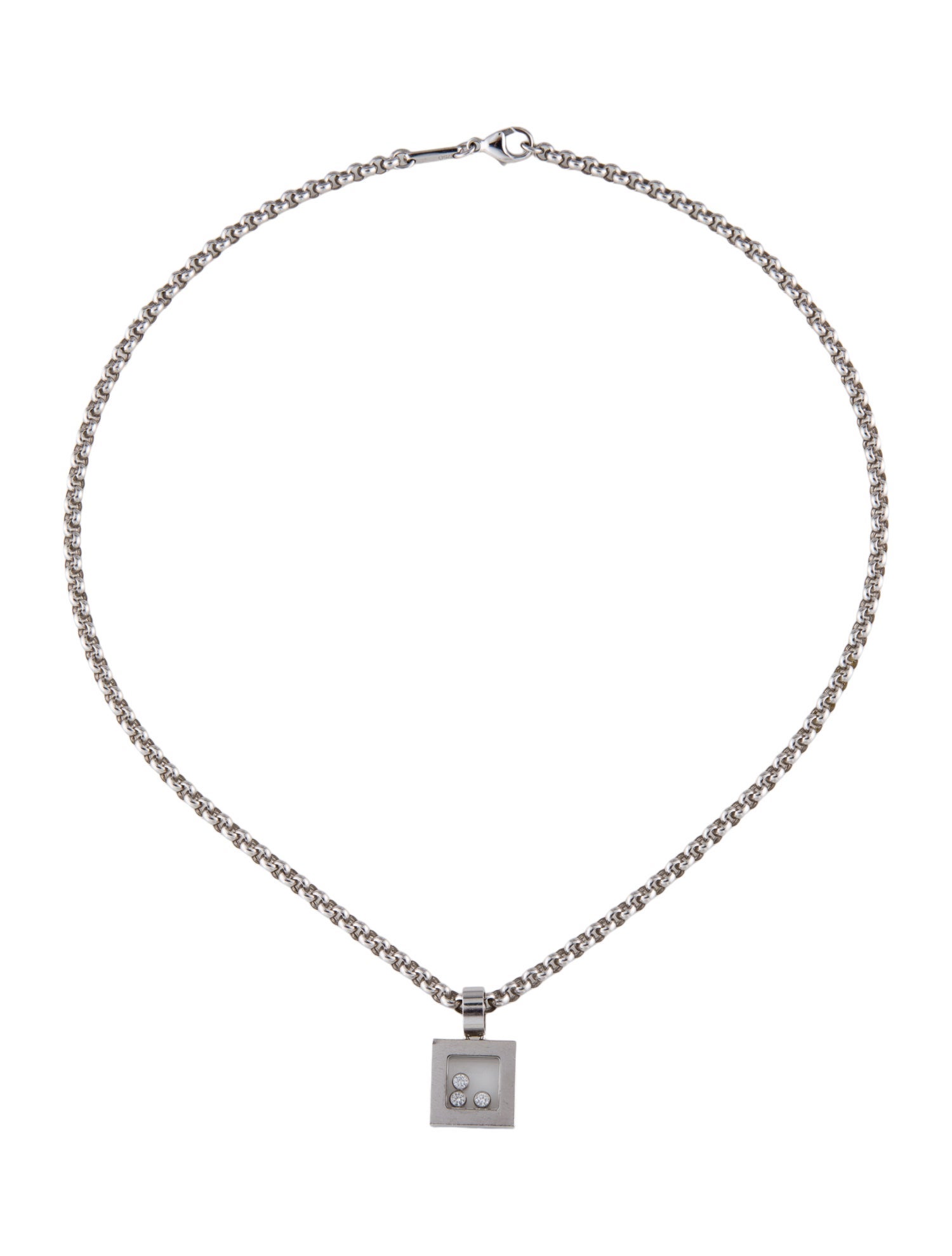 Chopard 18K Diamond Square Pendant Necklace