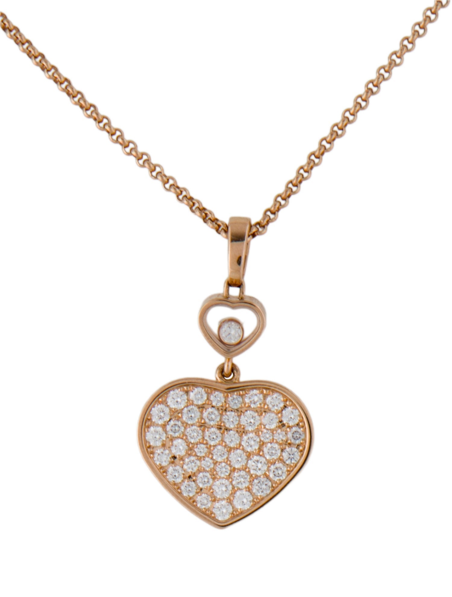 Chopard 18K Diamond Happy Hearts Pendant Necklace