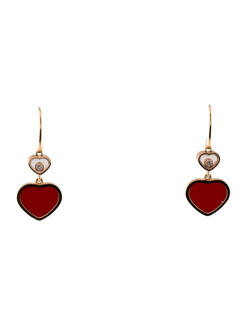 Chopard 18K Diamond & Red Stone Happy Hearts Drop Earrings