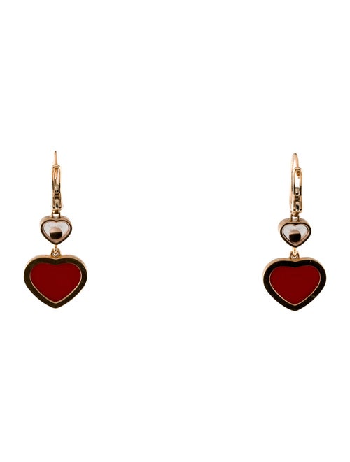 Chopard 18K Diamond & Red Stone Happy Hearts Drop Earrings