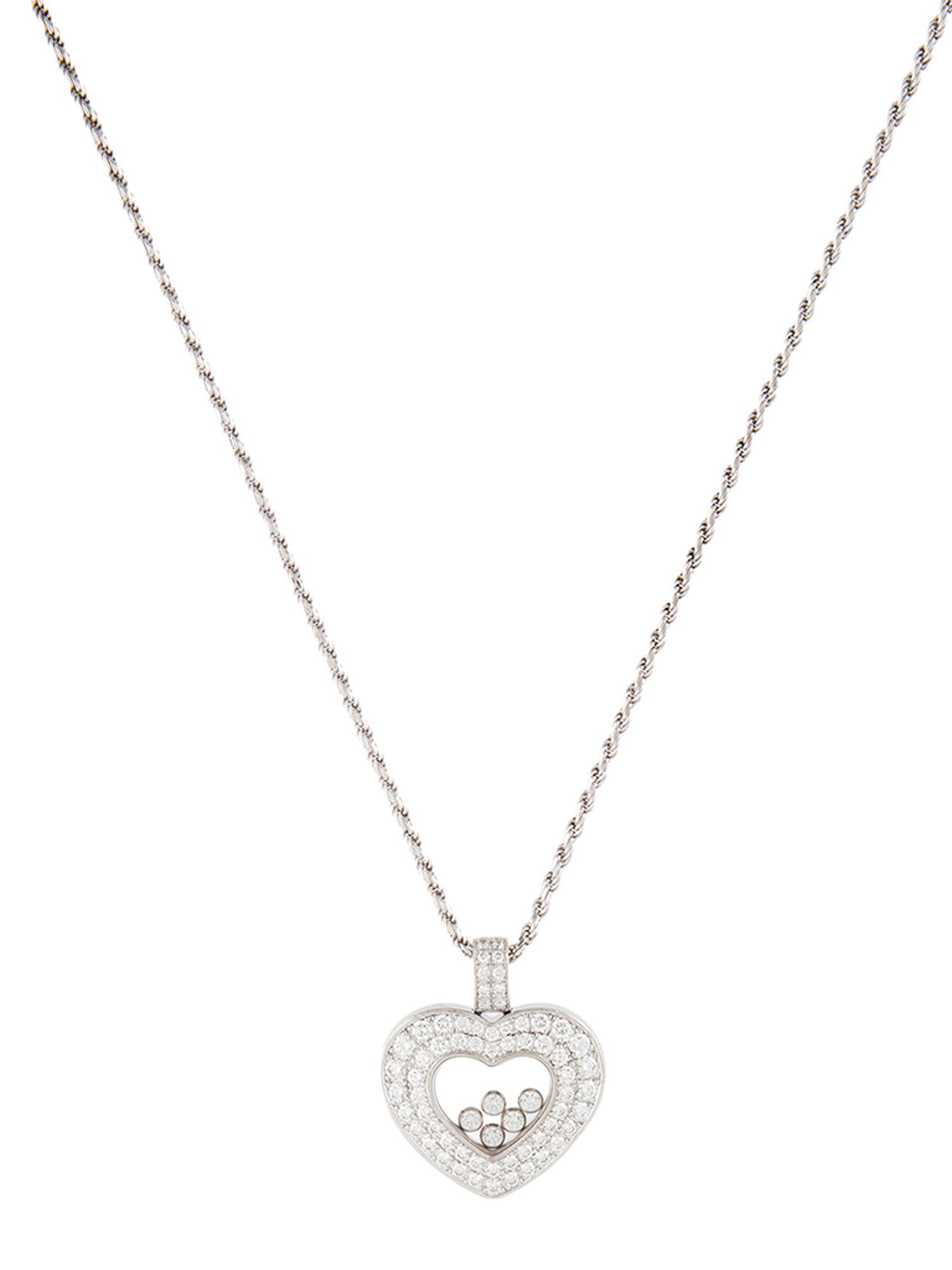 Chopard 18K Diamond Happy Hearts Pendant Necklace