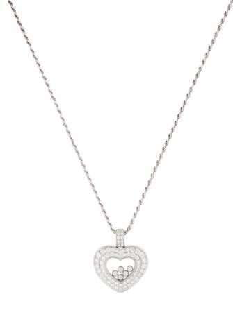Chopard 18K Diamond Happy Hearts Pendant Necklace