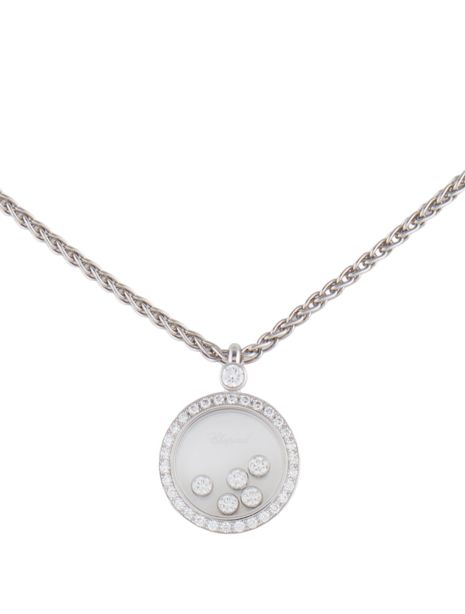 Chopard 18K Happy Diamonds Circle Pendant Necklace