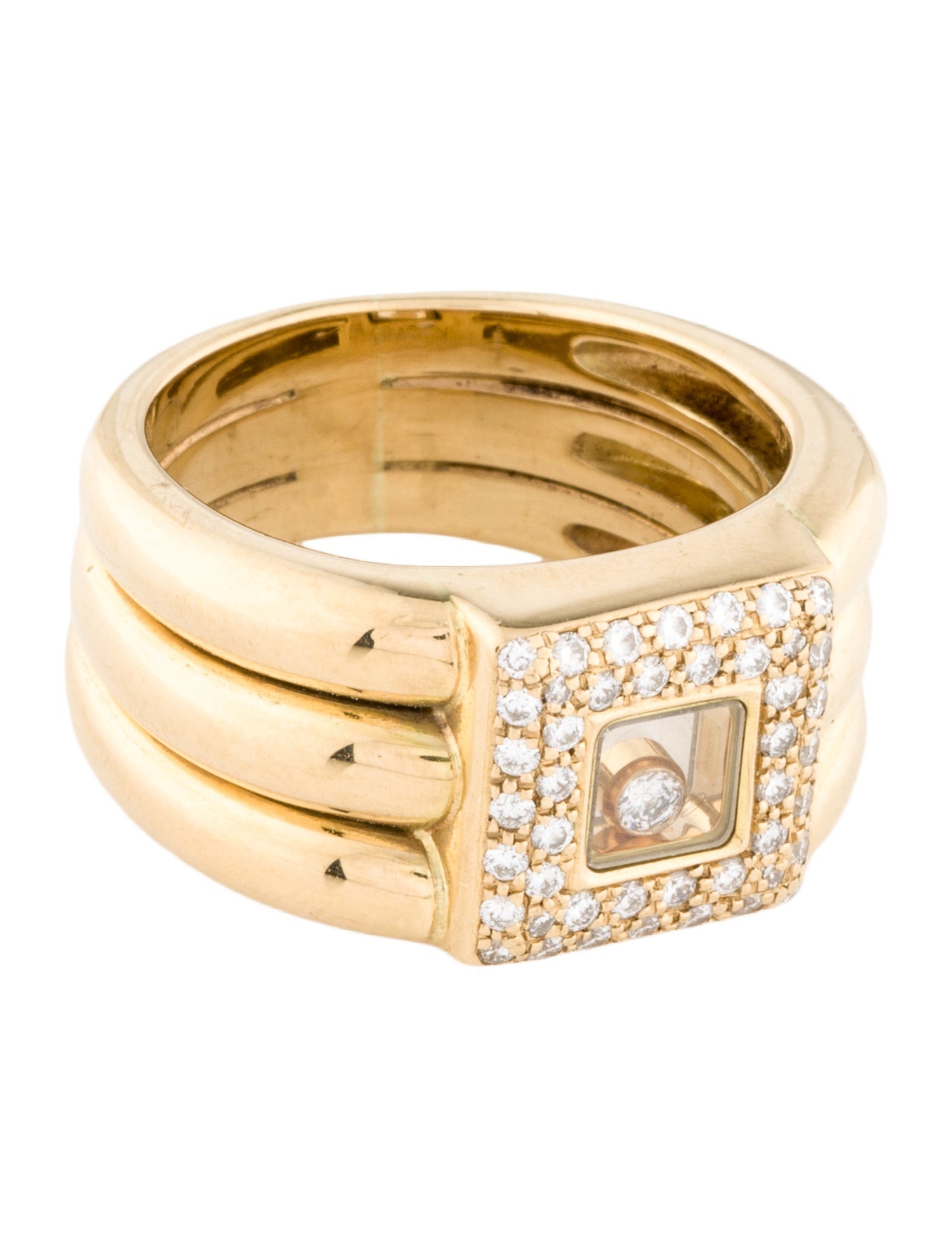 Chopard 18K Happy Diamond Square Signet Ring