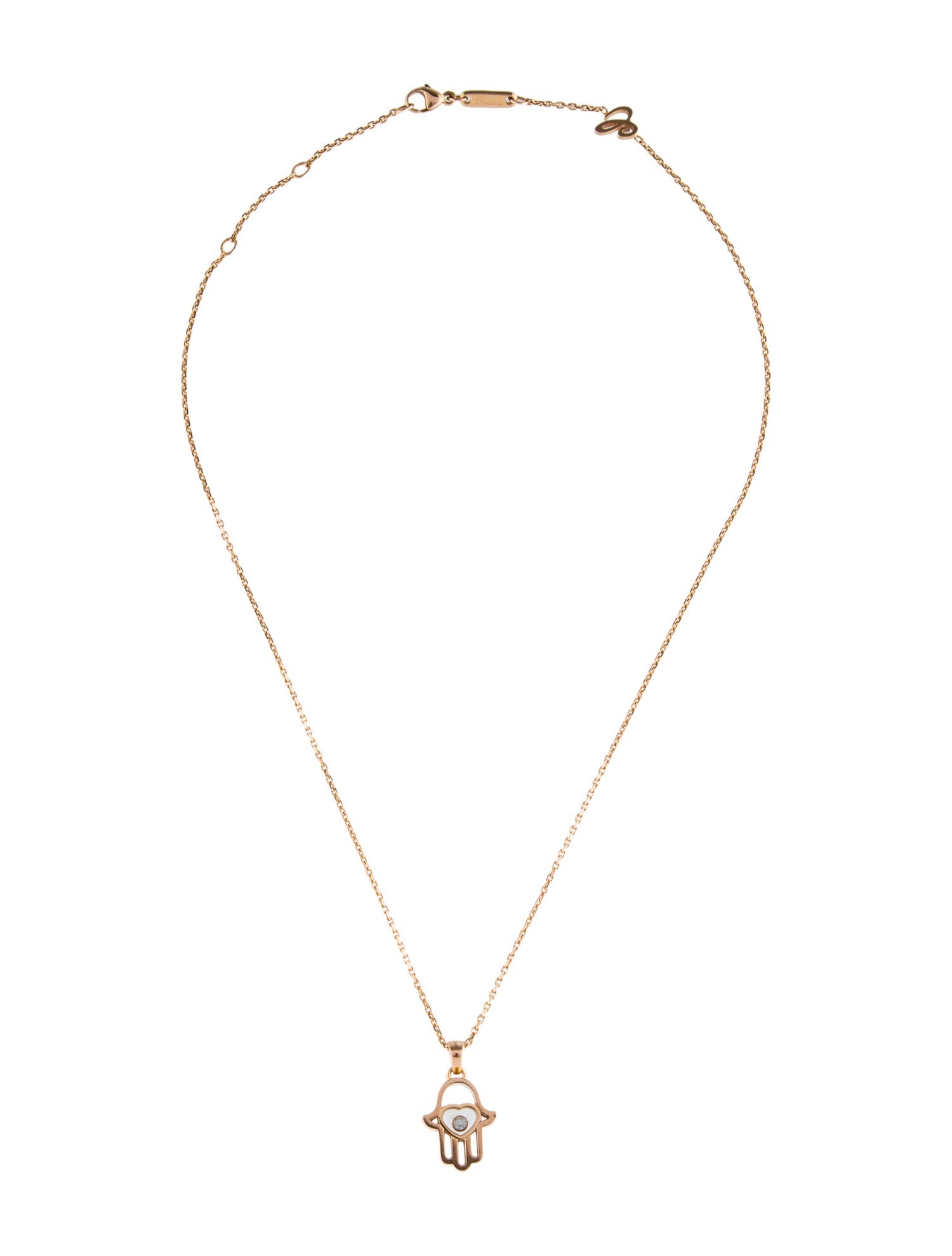 Chopard 18K Happy Diamond Good Luck Charms Hamsa Pendant Necklace