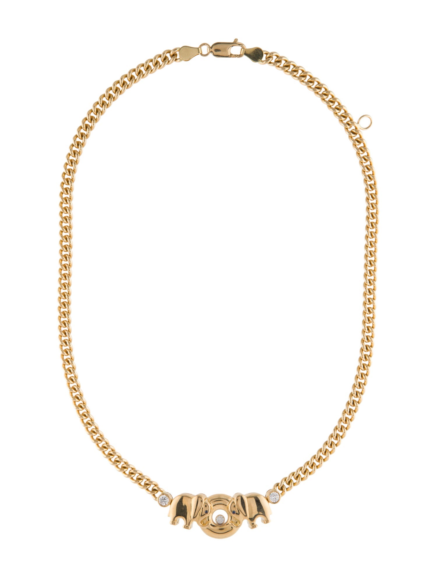 Chopard 18K Sapphire & Diamond Happy Elephants Chain Necklace