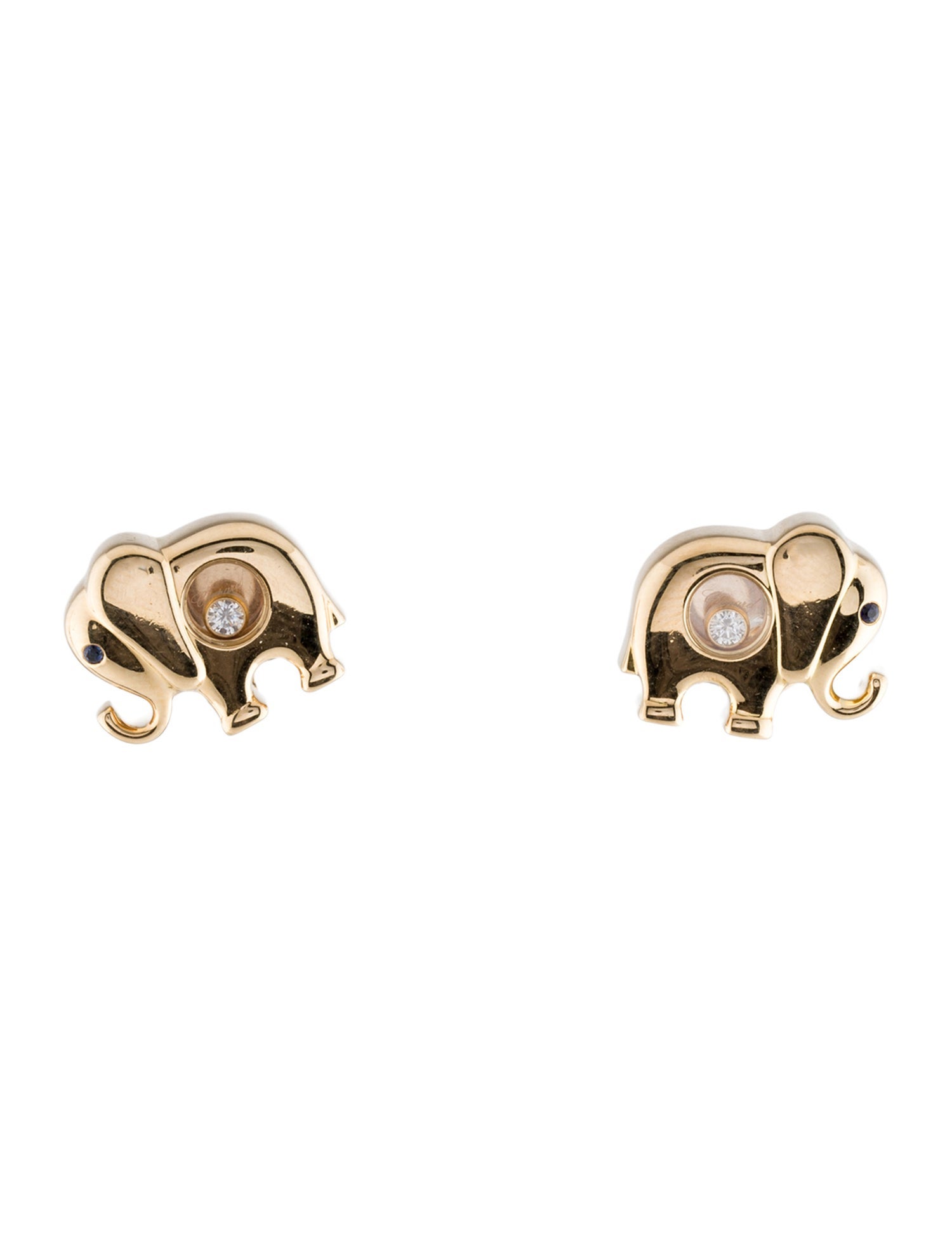 Chopard 18K Sapphire & Diamond Elephant Stud Earrrings