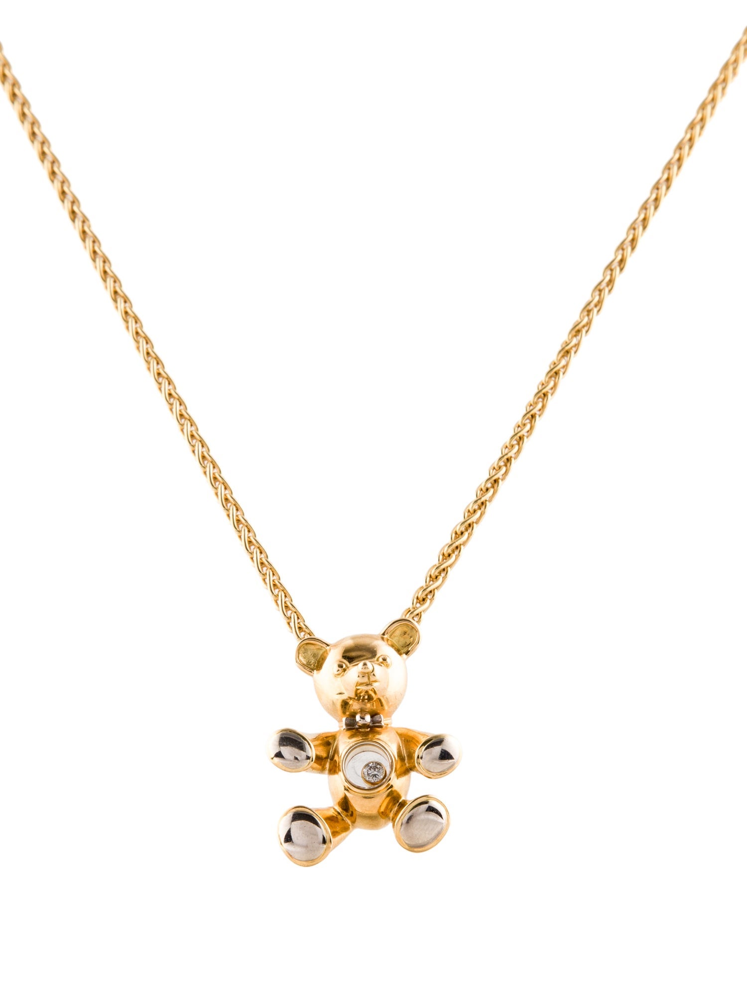 Chopard 18K Diamond Teddy Bear Happy Diamond Pendant Necklace