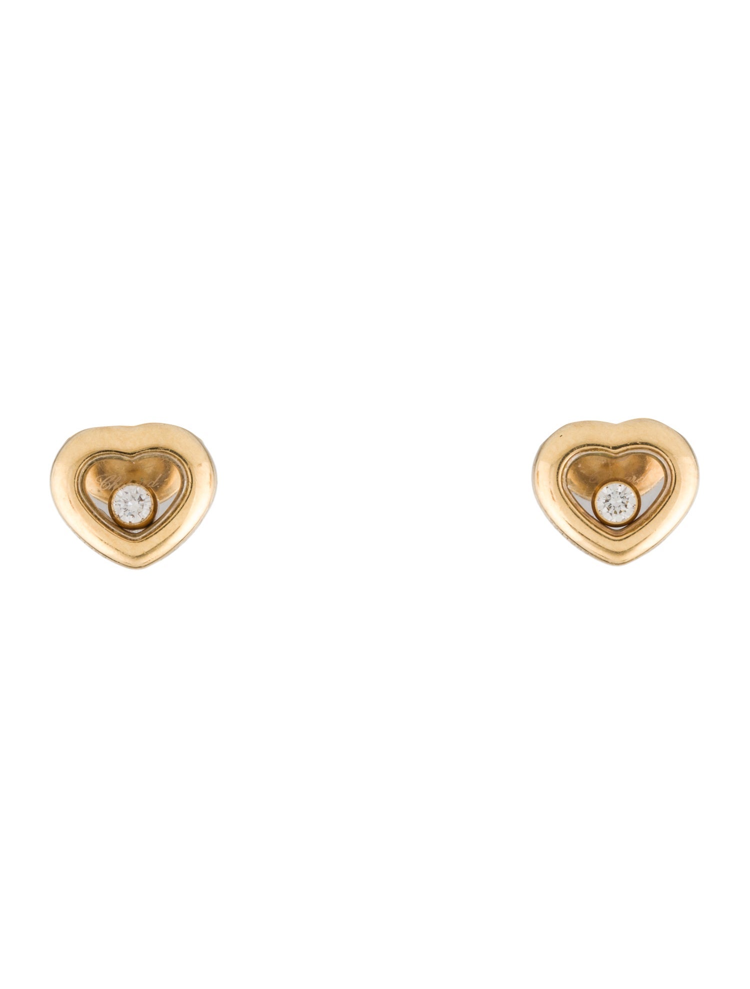Chopard 18K Diamond Happy Heart Stud Earrings