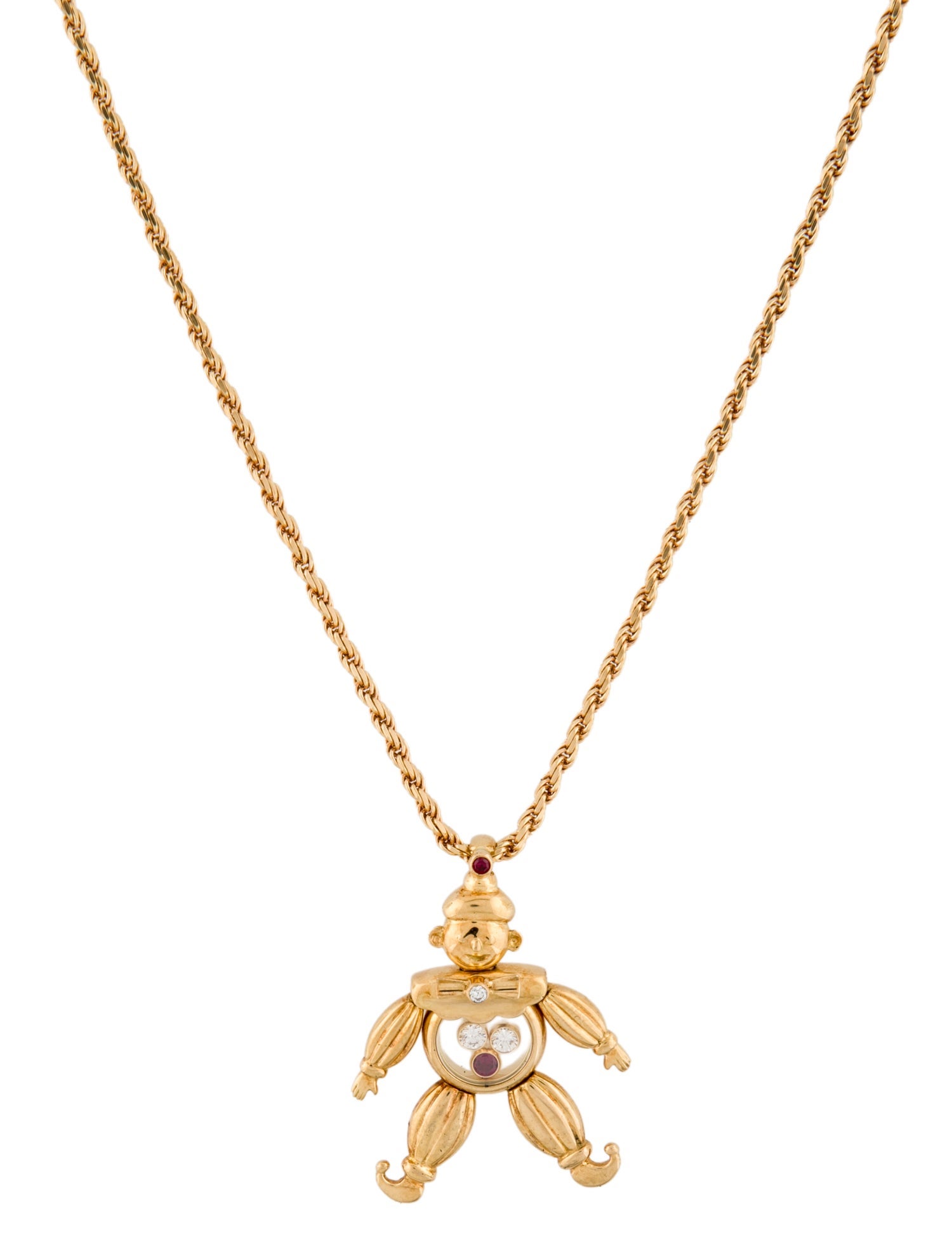 Chopard 18K Ruby & Diamond Clown Pendant Necklace