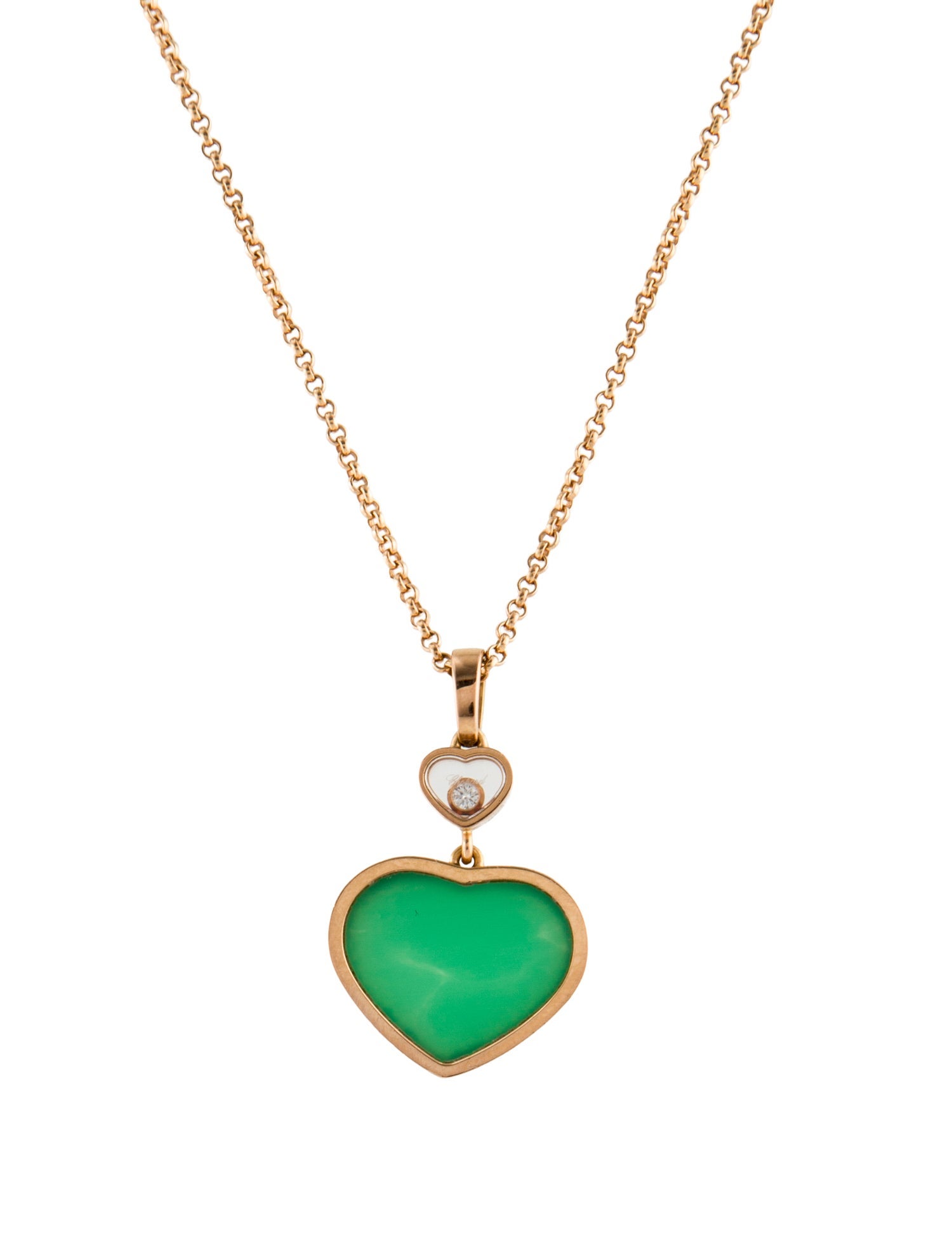 Chopard 18K Happy Hearts Diamond & Chrysoprase Pendant Necklace
