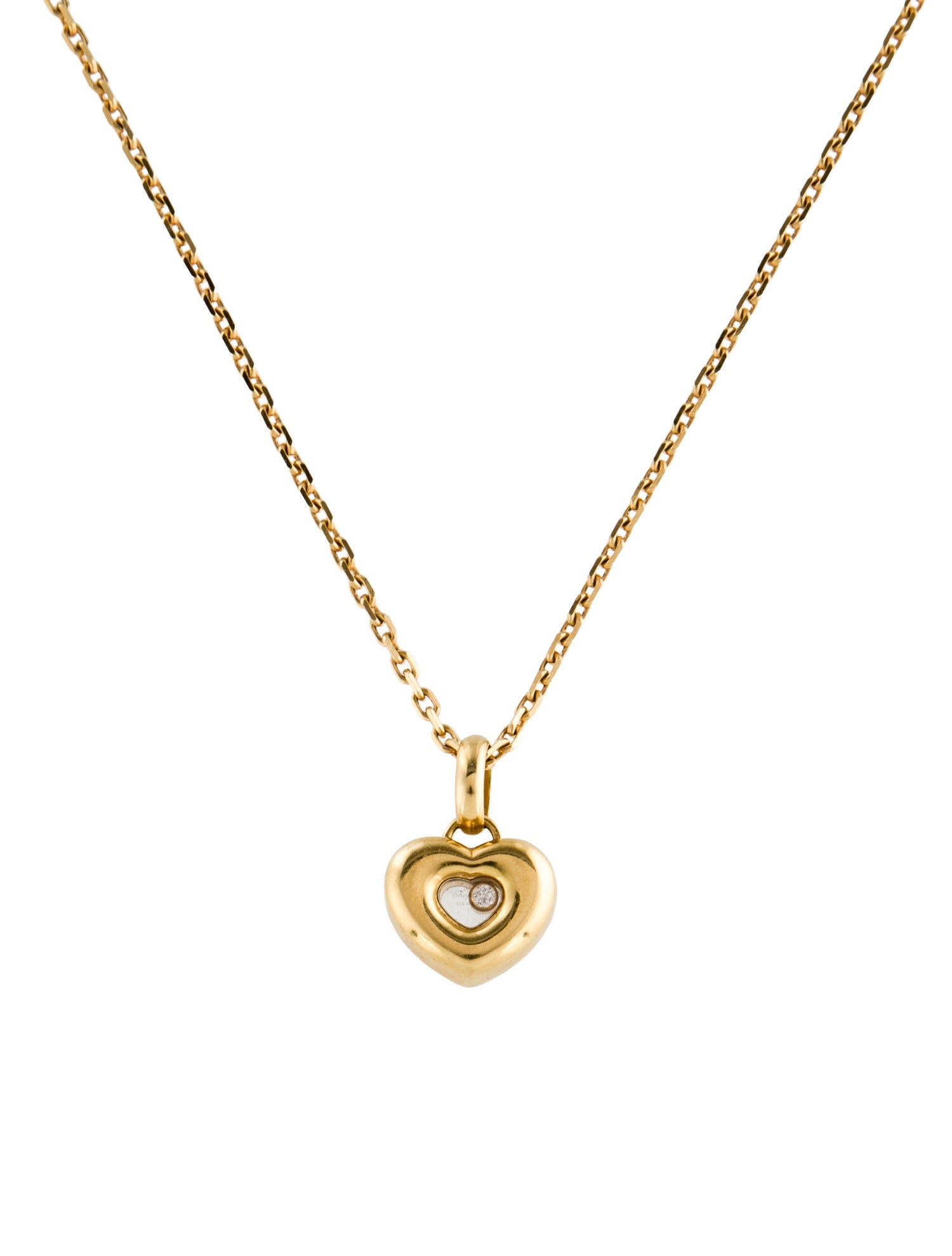 Chopard 18K DIamond Puffy Happy Heart Pendant Necklace