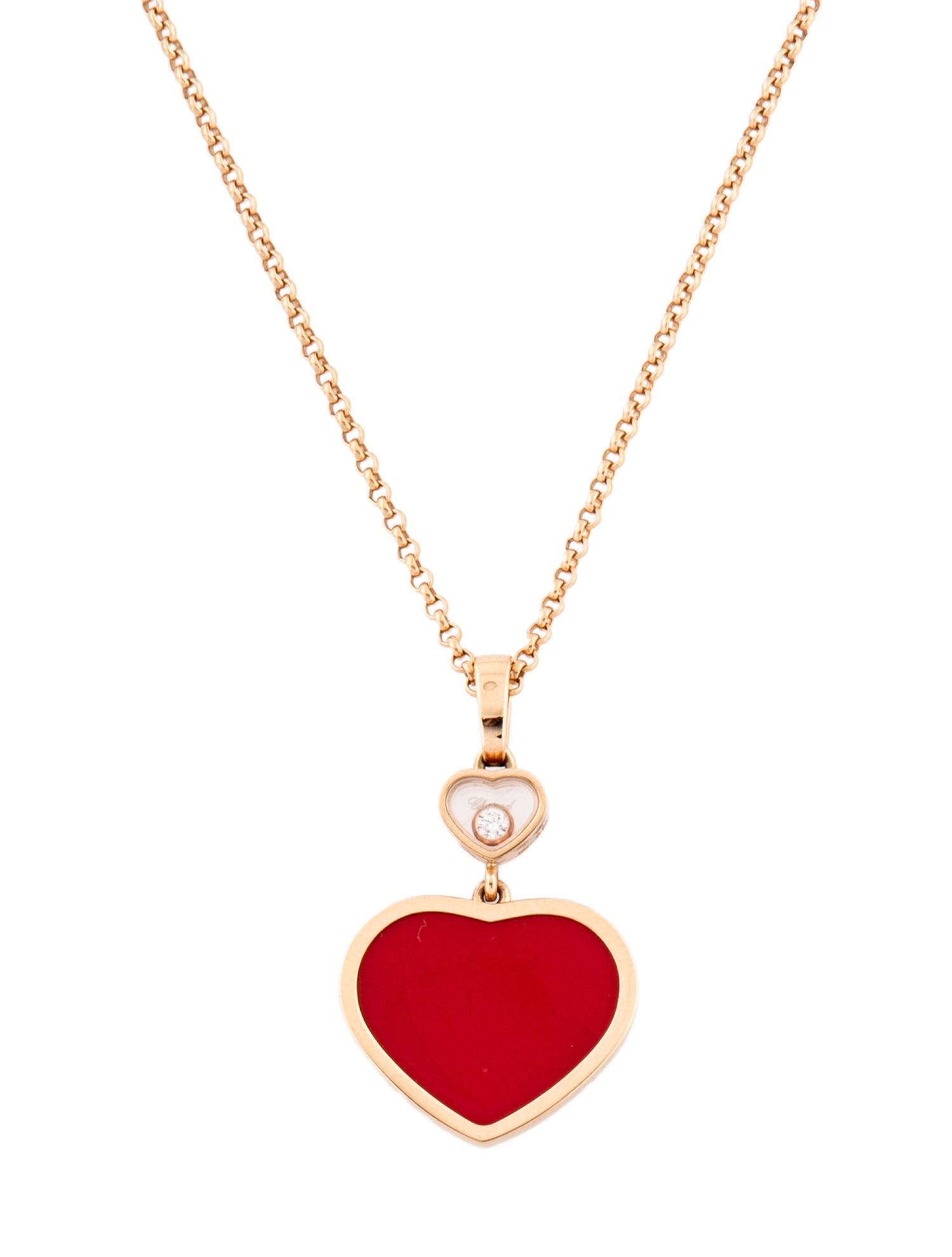 Chopard 18K Resin & Diamond Happy Hearts Pendant Necklace