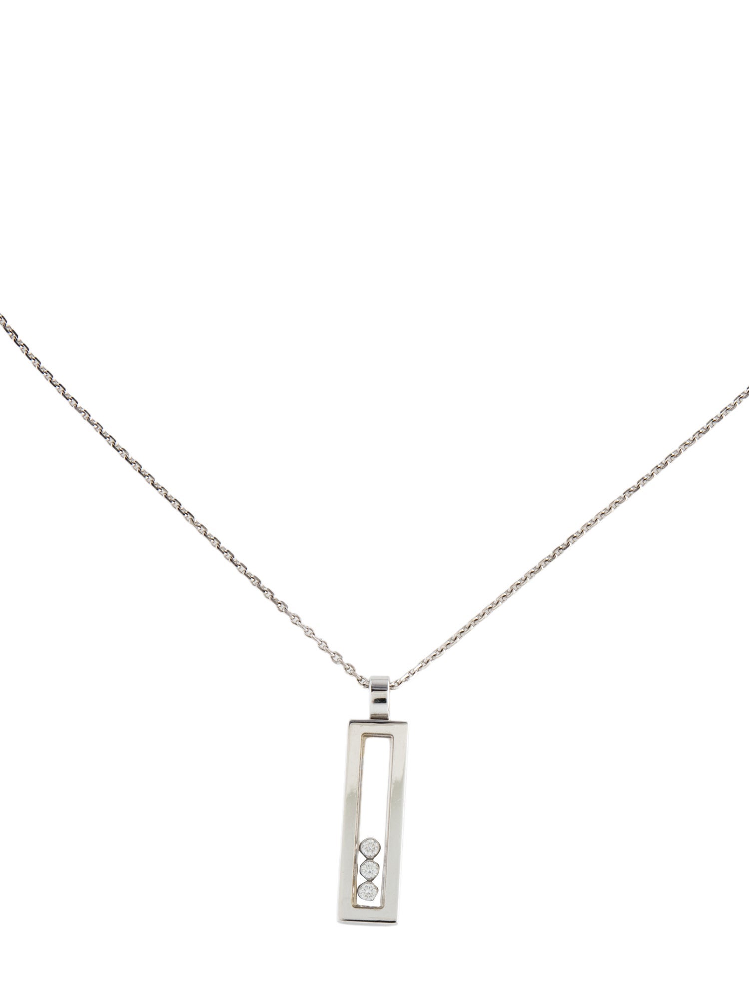 Chopard 18K Diamond Happy Diamonds Bar Pendant Necklace