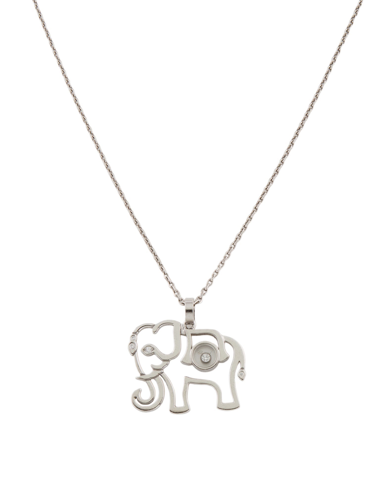 Chopard 18K Diamond Happy Elephant Pendant Necklace