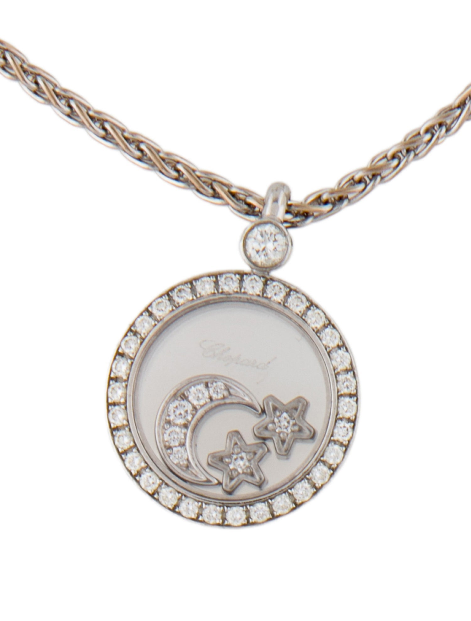 Chopard 18K Diamond Moon & Star Pendant Necklace