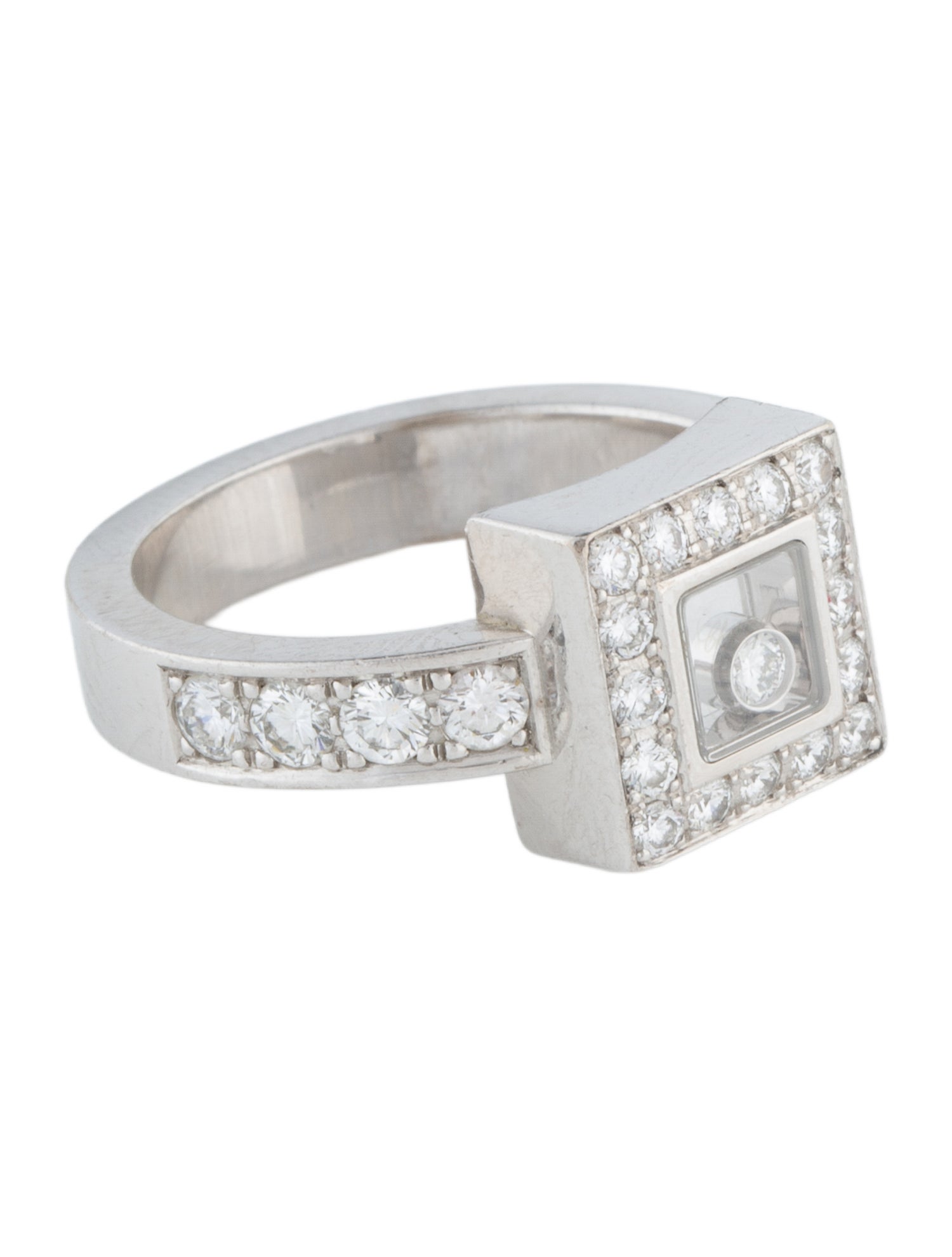 Chopard 18K Happy Diamond Icon Square Cocktail Ring