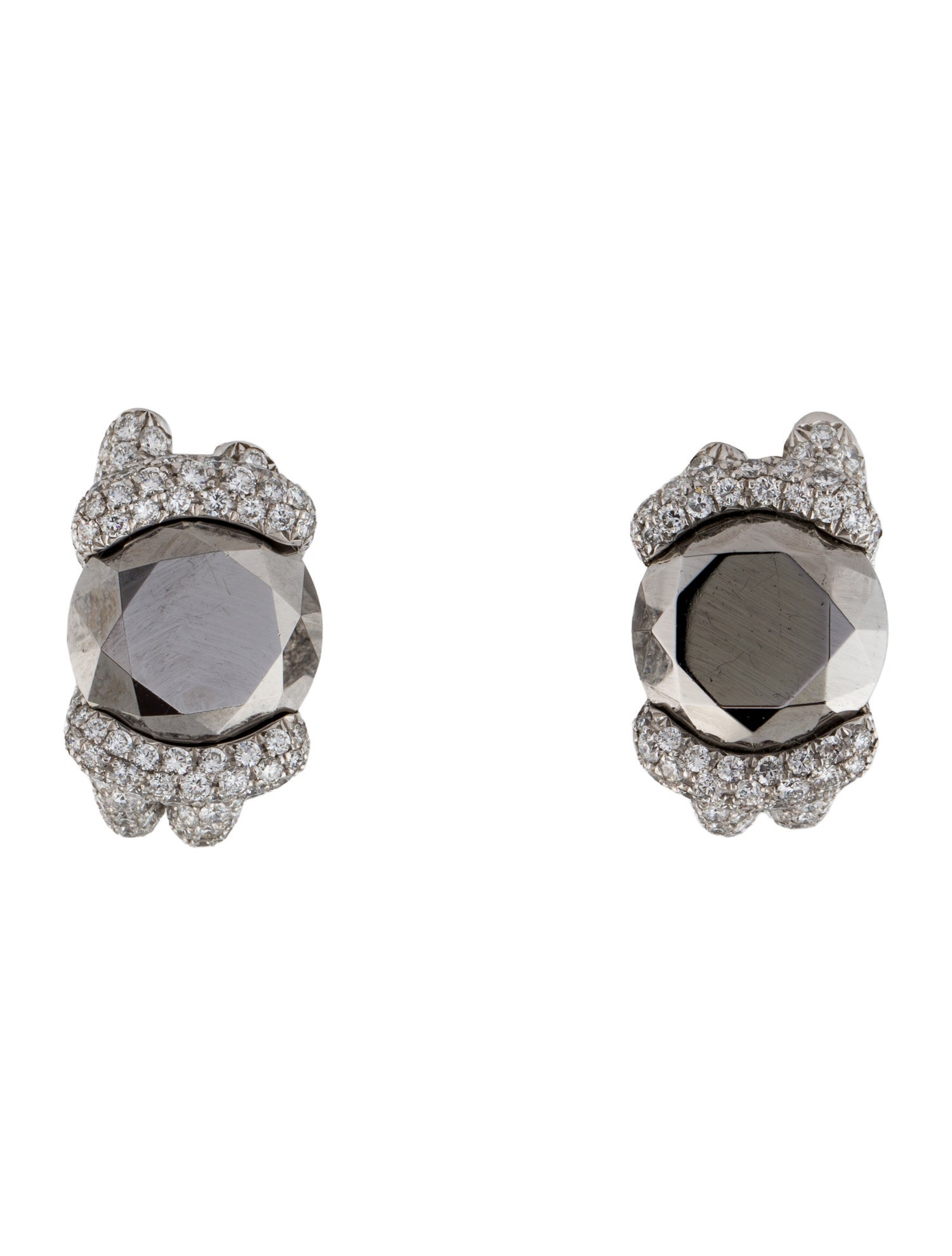 Chopard 18K Chrome Stone & Diamond Earclips