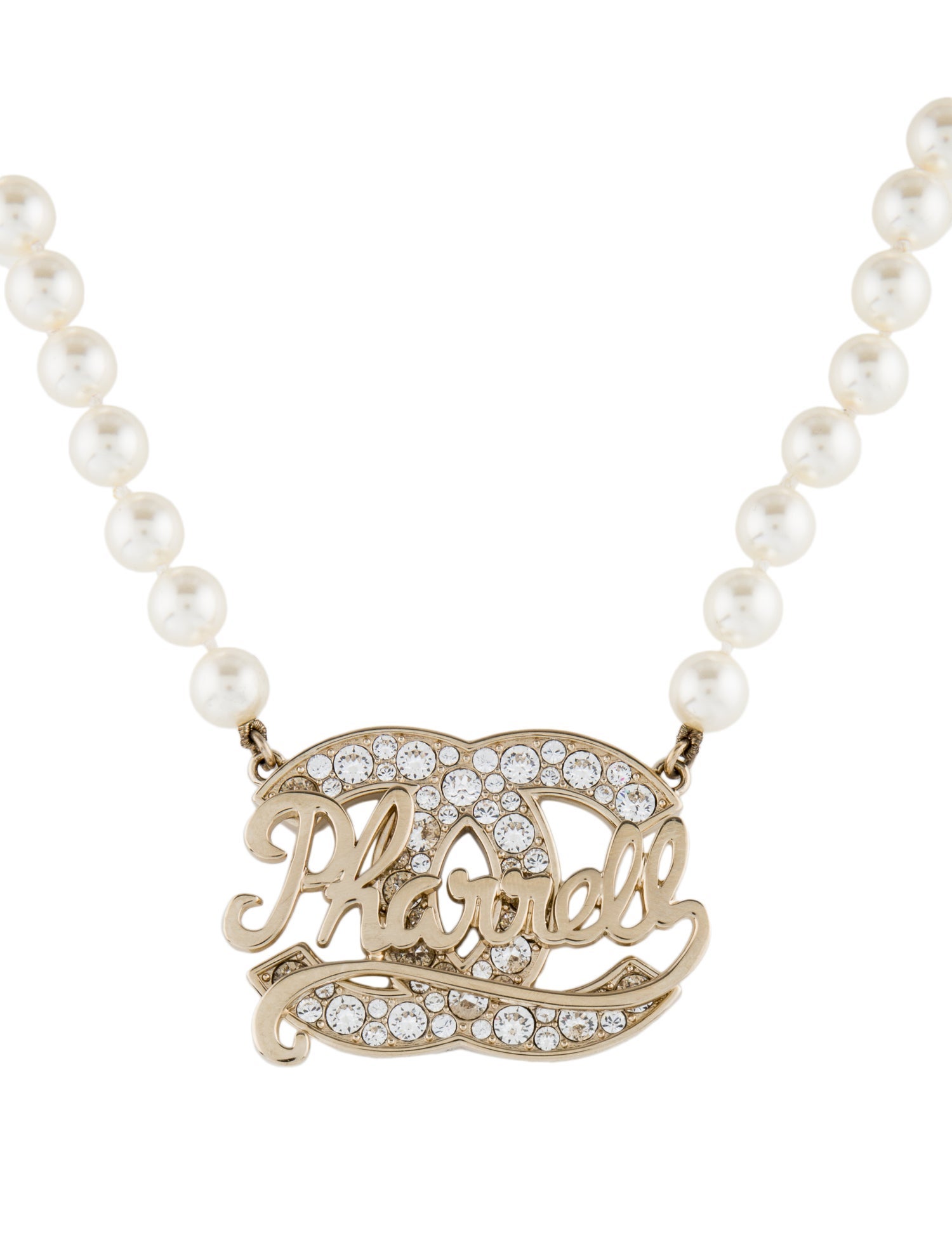 Chanel Pharrell Faux Pearl & Crystal CC Necklace