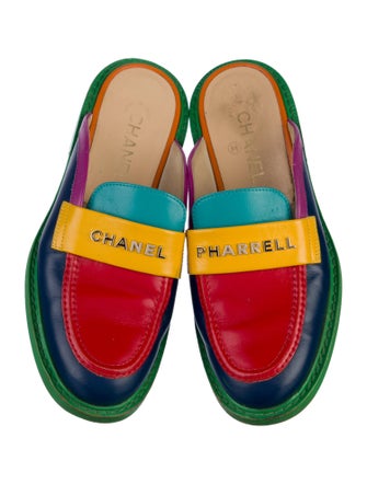 Chanel Pharrell Leather Colorblock Pattern Mules