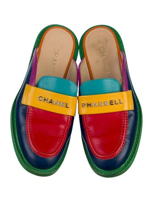 Chanel Pharrell Leather Colorblock Pattern Mules