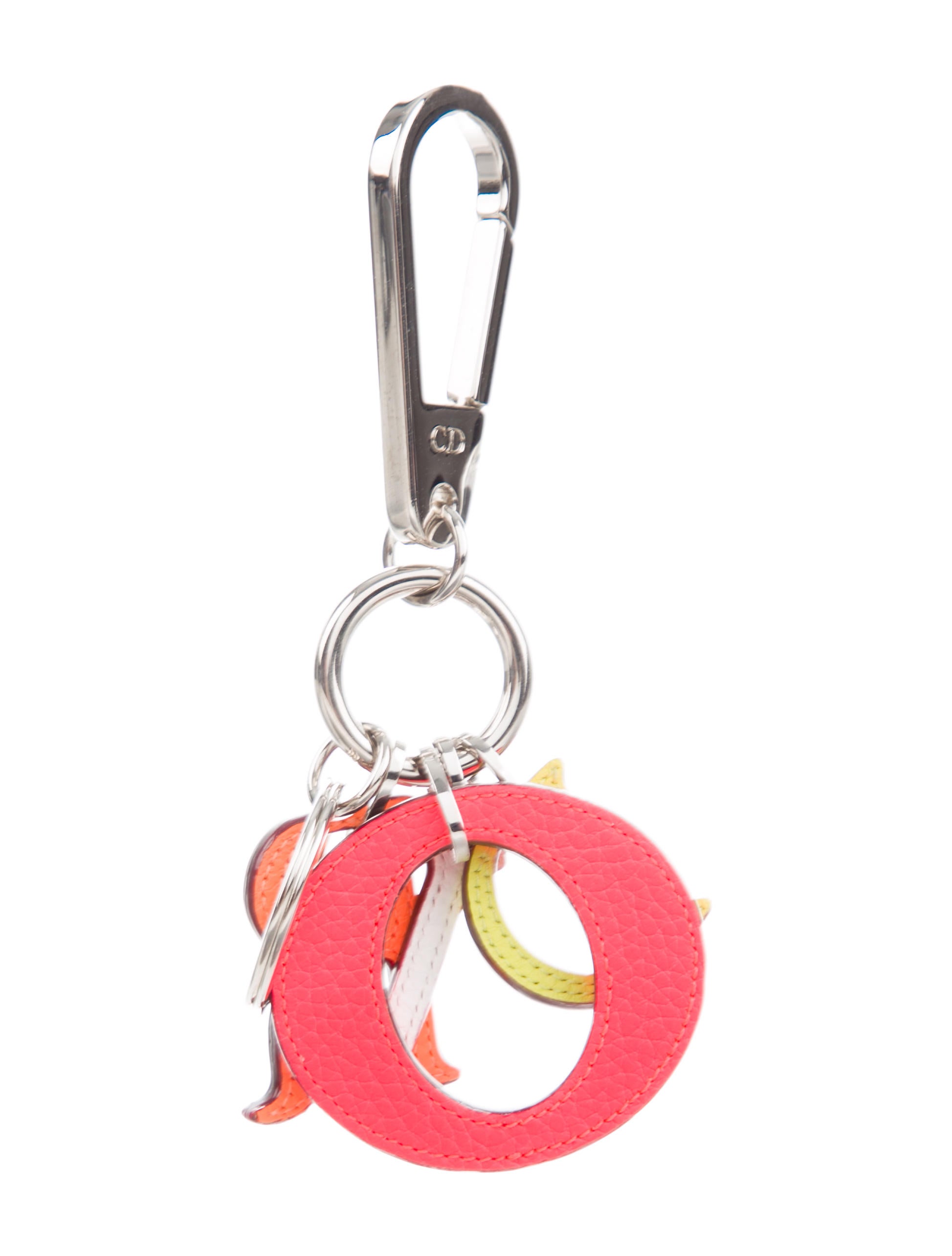 Christian Dior Leather Logo Keychain Silver Keychains, Accessories