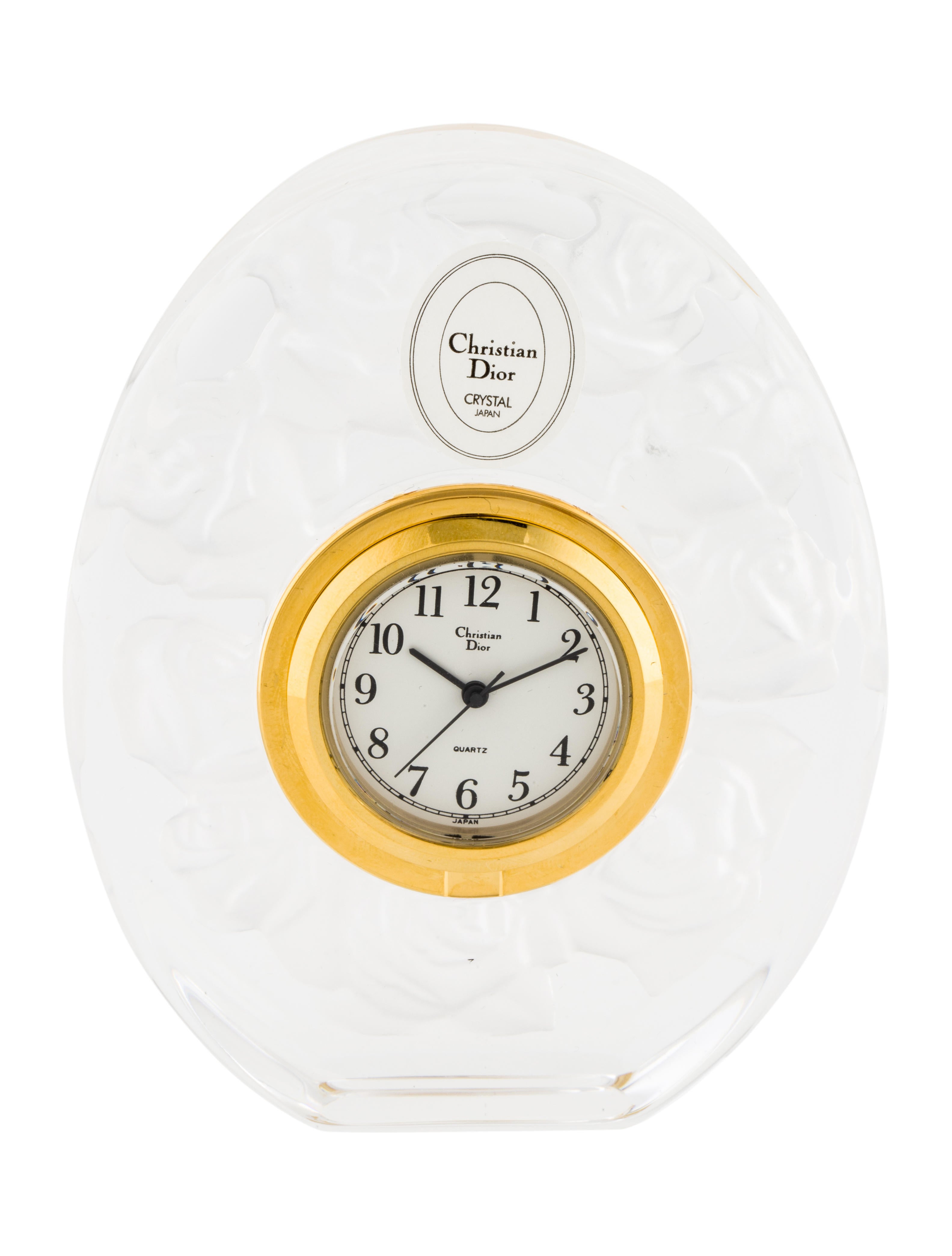 Christian Dior Crystal Desk Clock Clear Decorative Accents, Decor