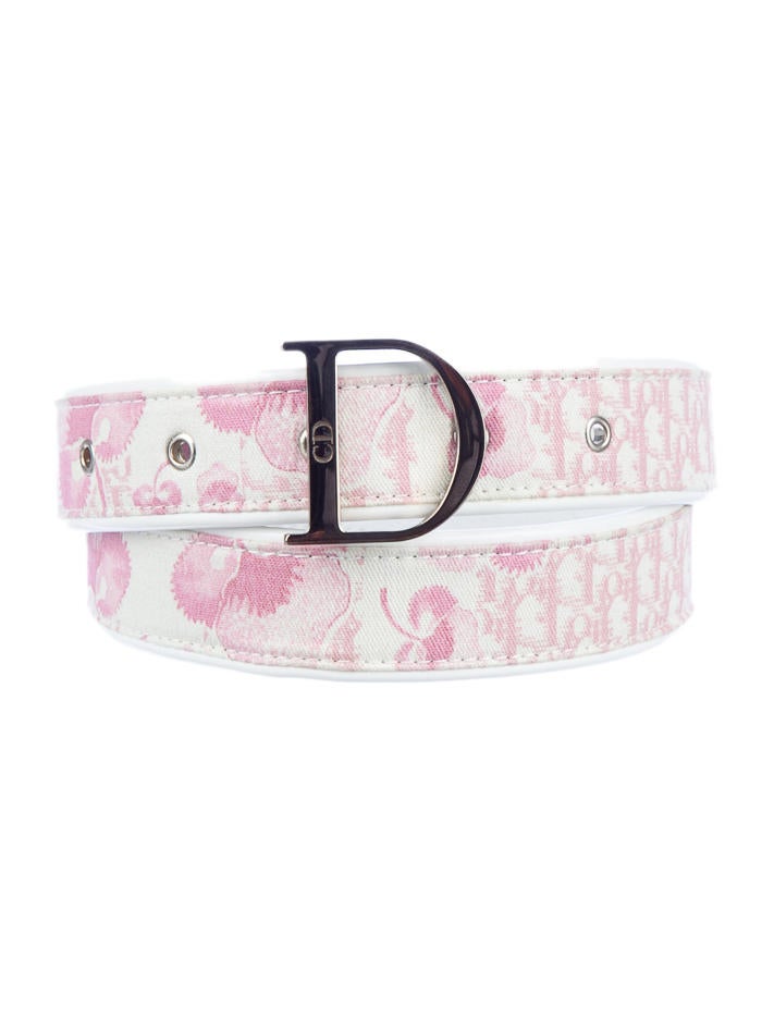 小物 Christian Dior Pink Suede Design Belt Christian Dior Pre-Owned 3D Logo Buckle Leather Belt | Pink