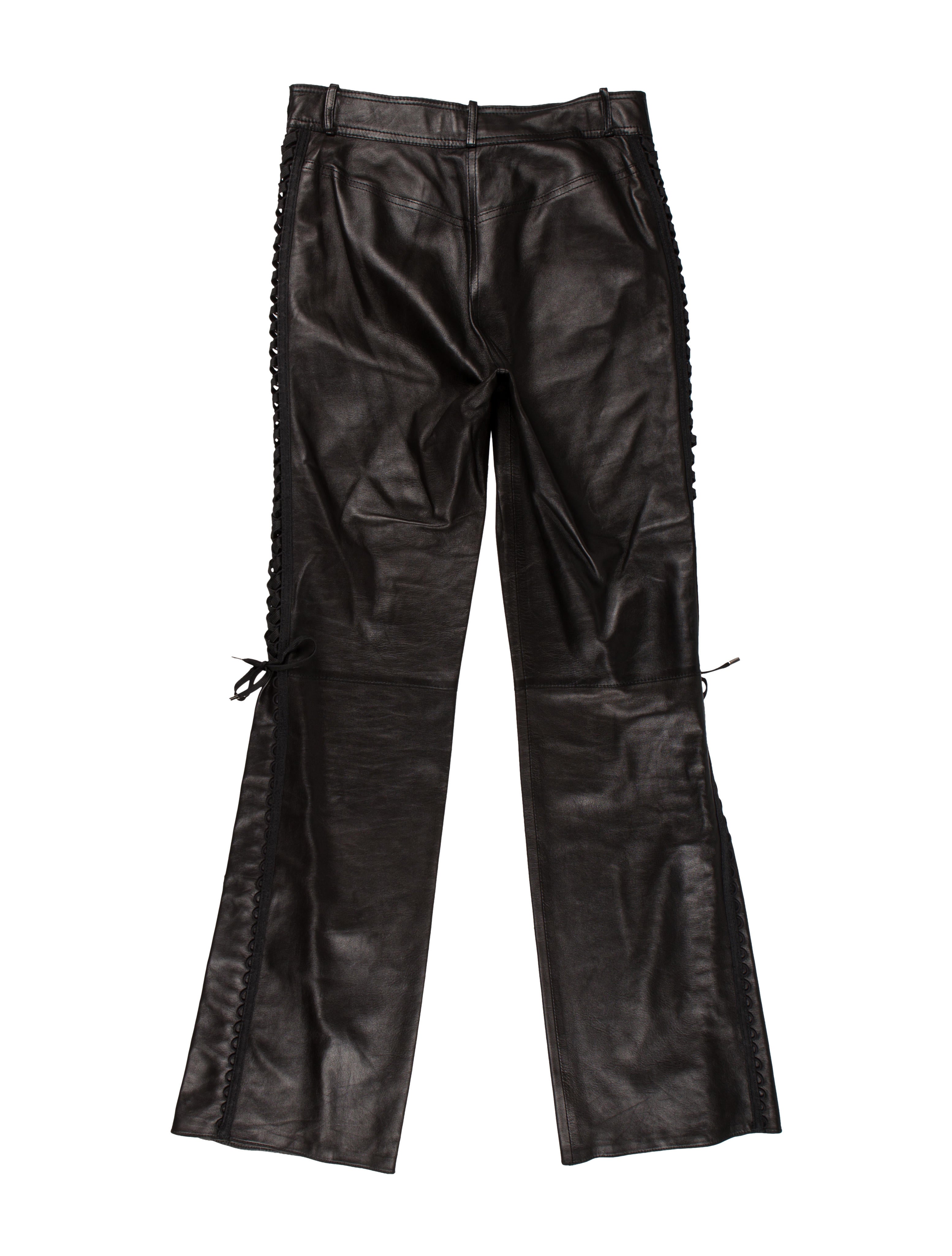 Christian Dior Vintage Leather Mid-Rise Wide-Leg Pants - 9.5