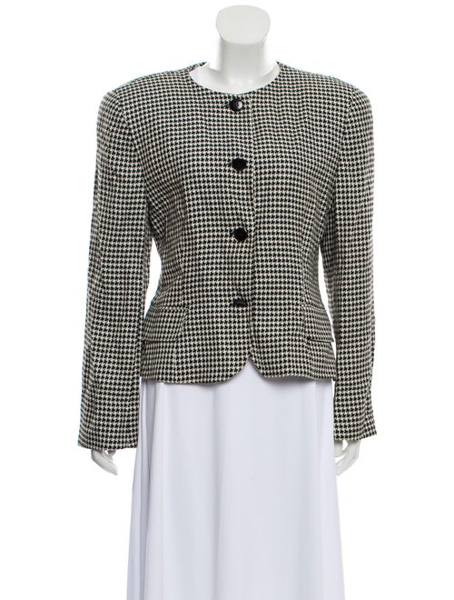 Christian Dior Houndstooth Collarless Blazer Black