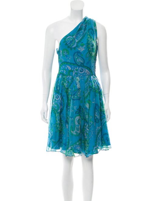 Christian Dior Paisley Print Mini Dress blue